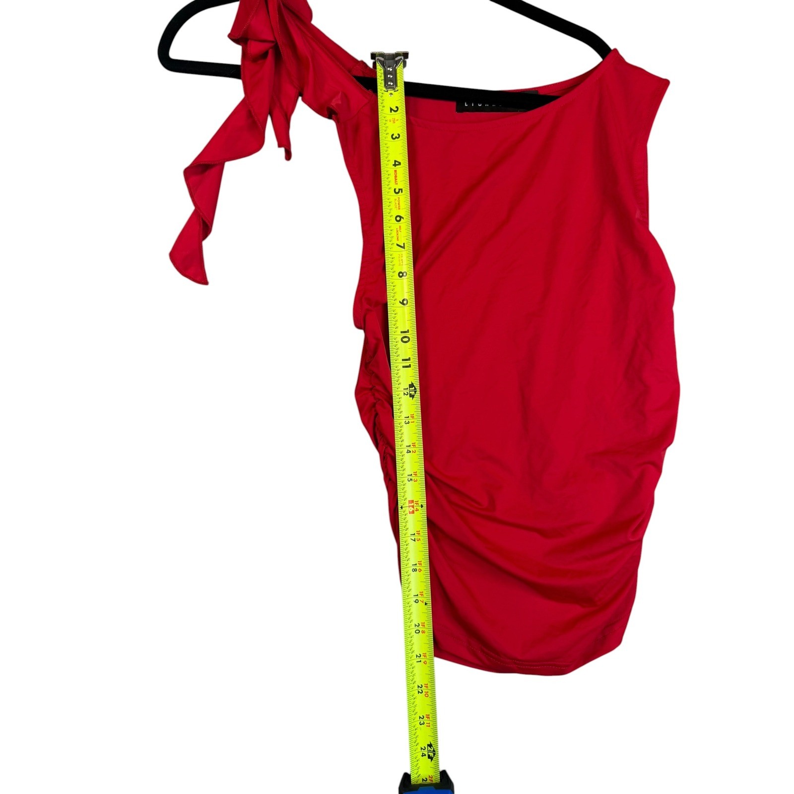 Lioness Red One Shoulder Ruched Mini Dress Ruffle Detail Womens Size Small