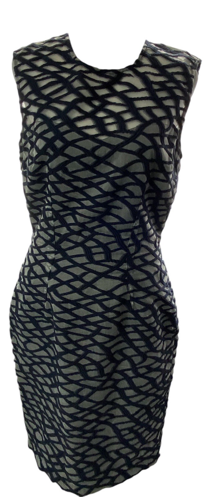 YIGAL AZROUEL NY Women Silk Blend Sleeveless Sheath Dress Sz 6 Blue Chic 93-14