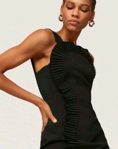 The Kooples Black Ruffle Trim Mini Dress – Women’s French Size 2 NWT