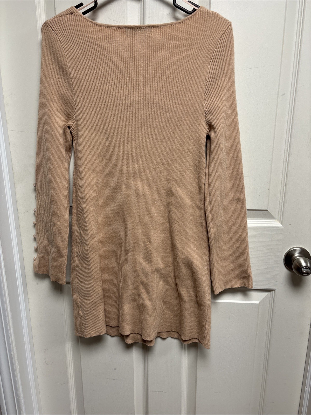 Willow And Wind Long Sleeve Tan Mini Dress XL 33”long Thick Comfortable Material