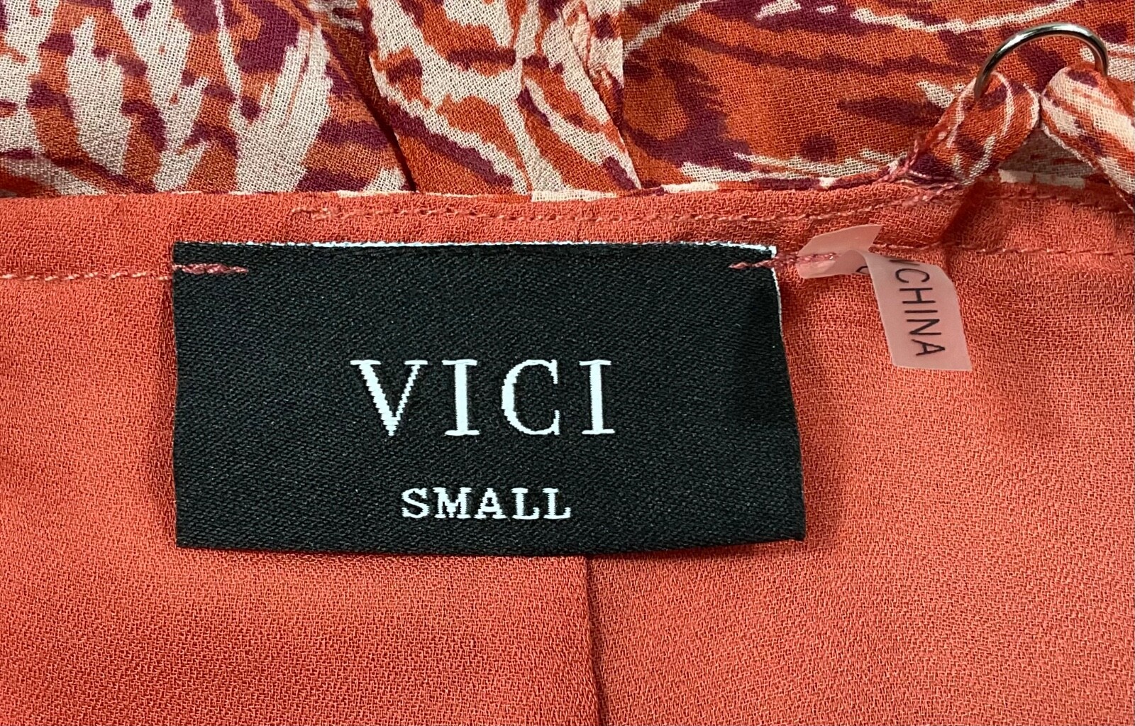 Vici Dress Womens Sz Small Orange Tiered Maxi V Neck Adjustable Spaghetti Straps