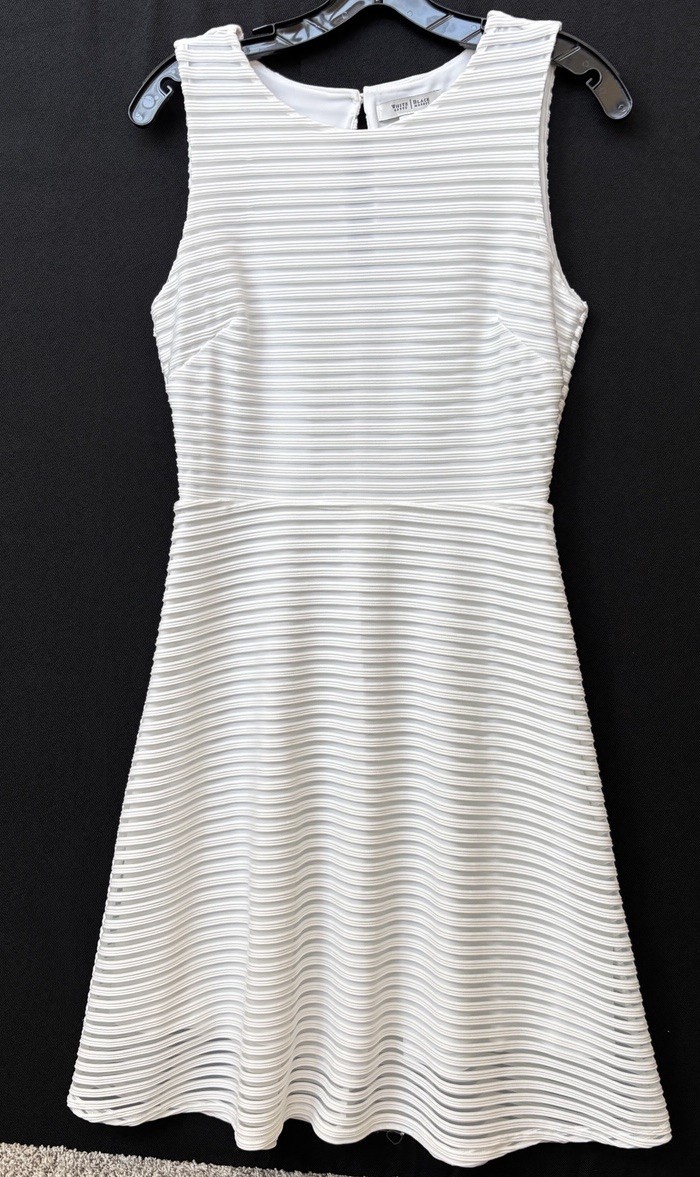 White House Black Market Dress Size 4 White Sheer Sleeveless
