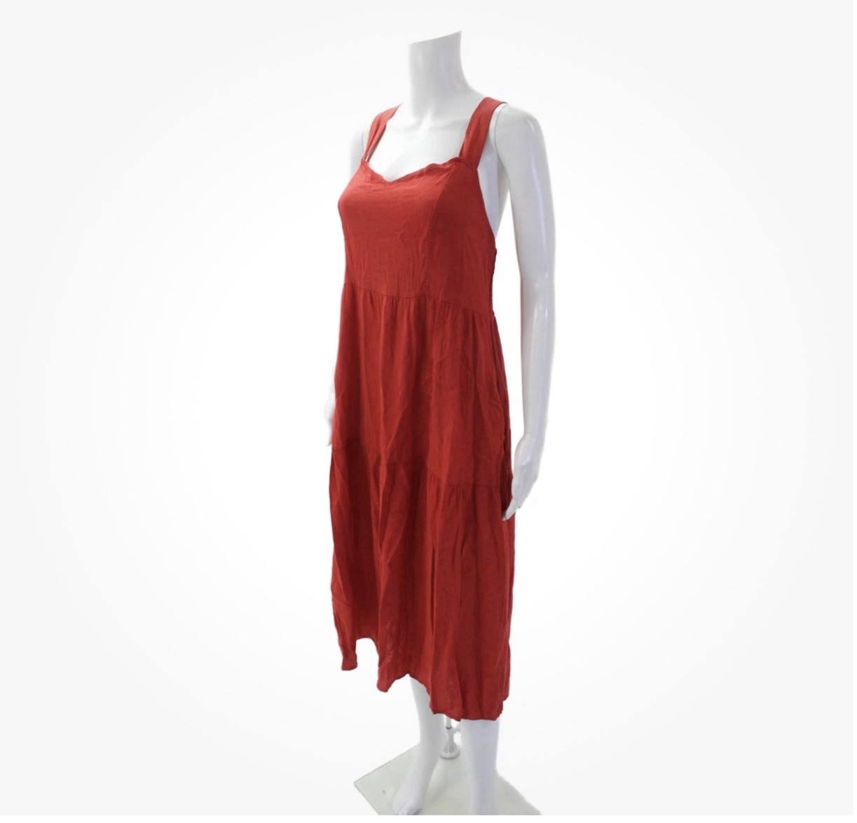 Valentina Naldi Tiered Midi Dress Sz M Red Tomatoe Girl Romantic Boho Chic