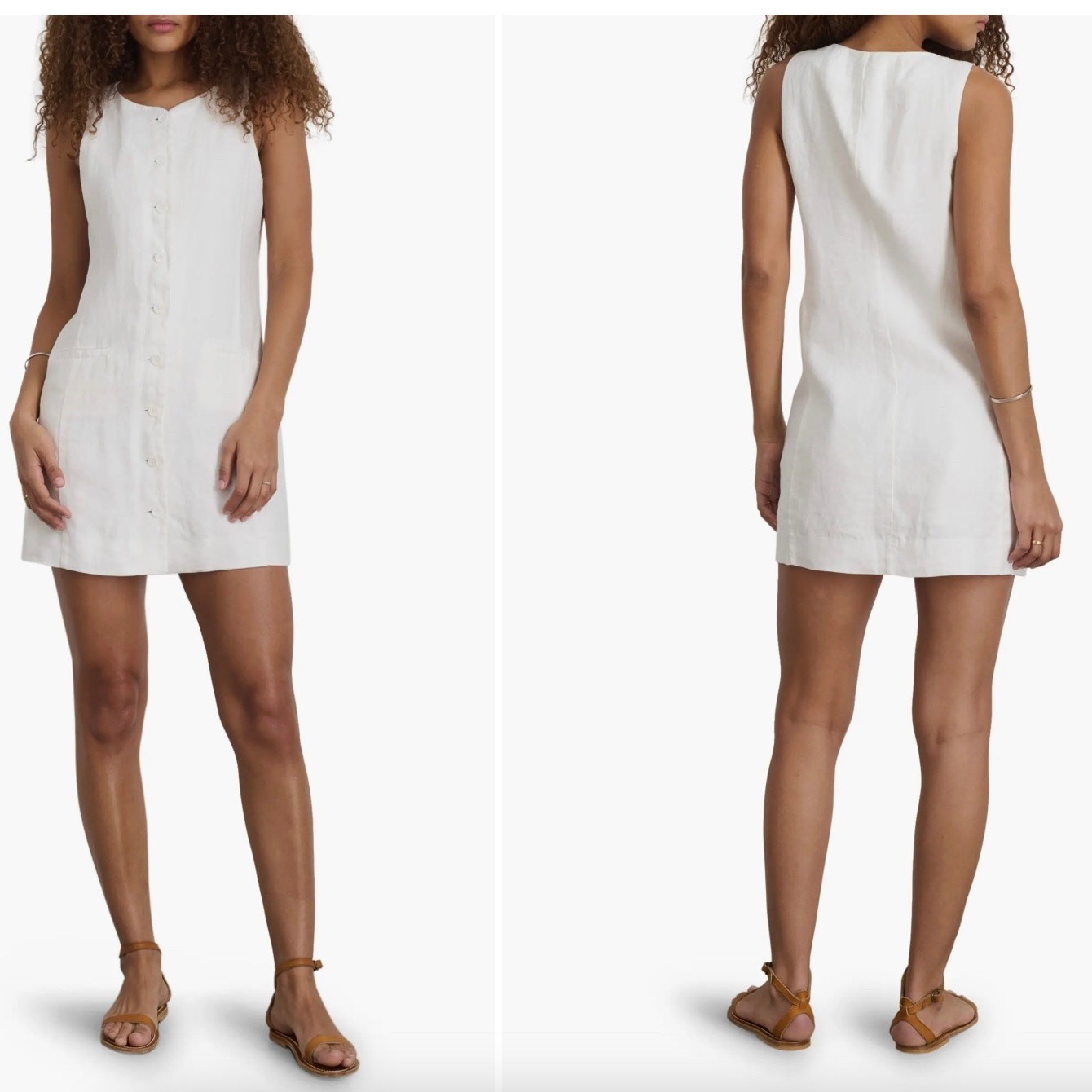 Alex Mill Anna Linen-Twill Mini Dress – White | Size XS | 100% Linen