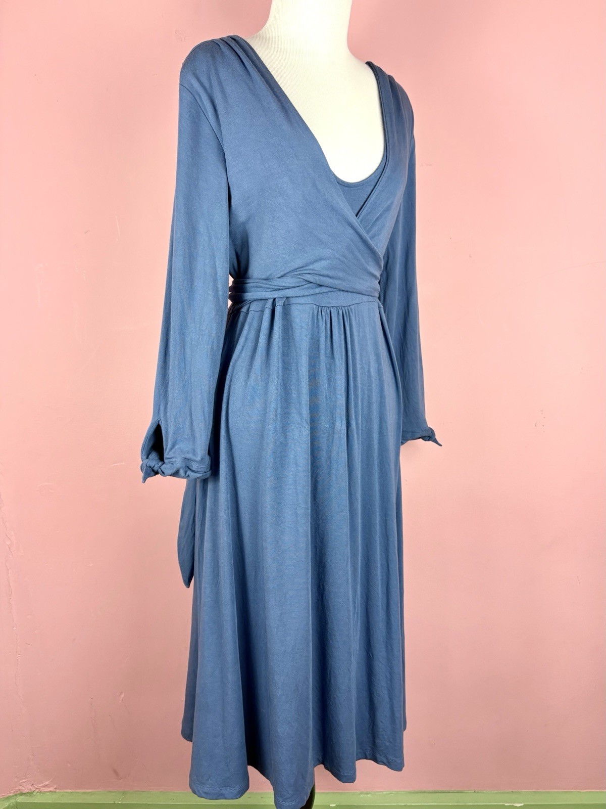 The Territory Ahead Wrap Dress Midi Stretch Knit Women’s Size XL Periwinkle Blue