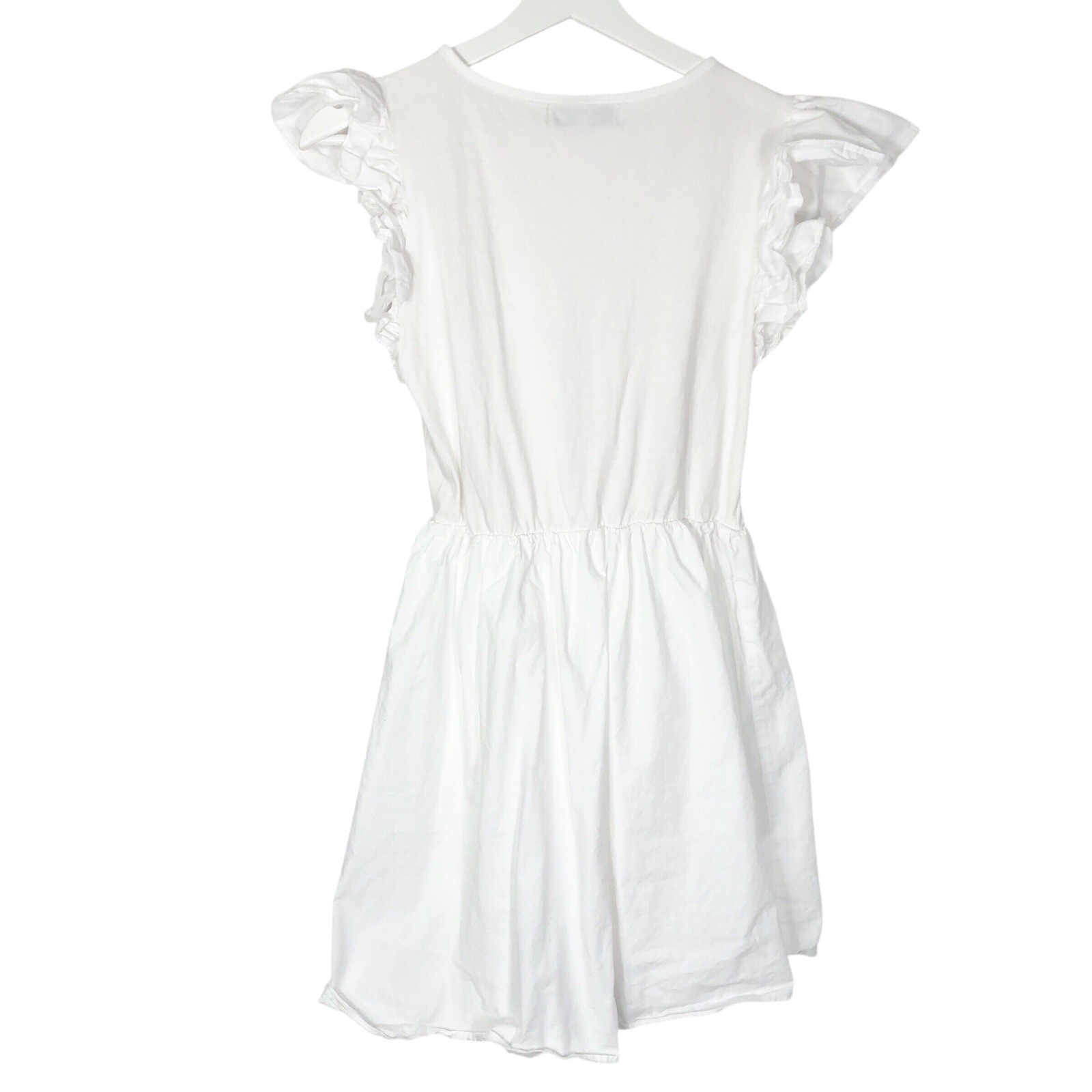 En Saison White Dress Small Ruffle Sleeve Poplin And Thin Jersey Upper Torso