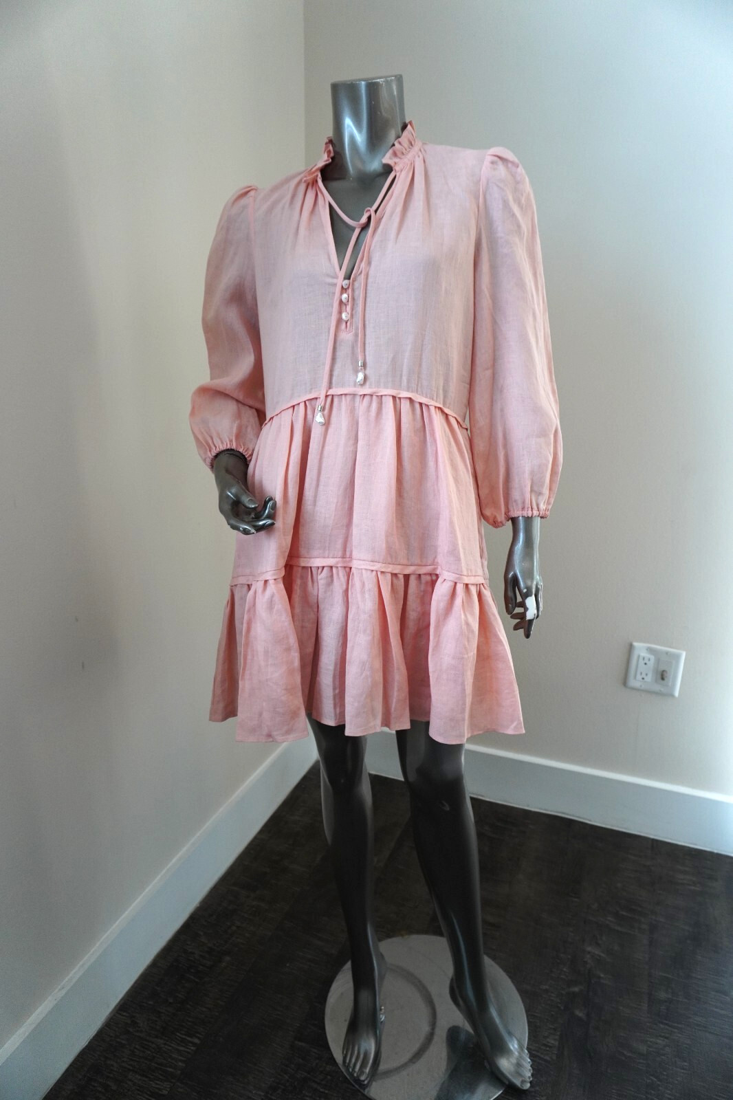 Veronica Beard Hawkin Linen Dress Pebble Light Coral Size 4 New Tag $448