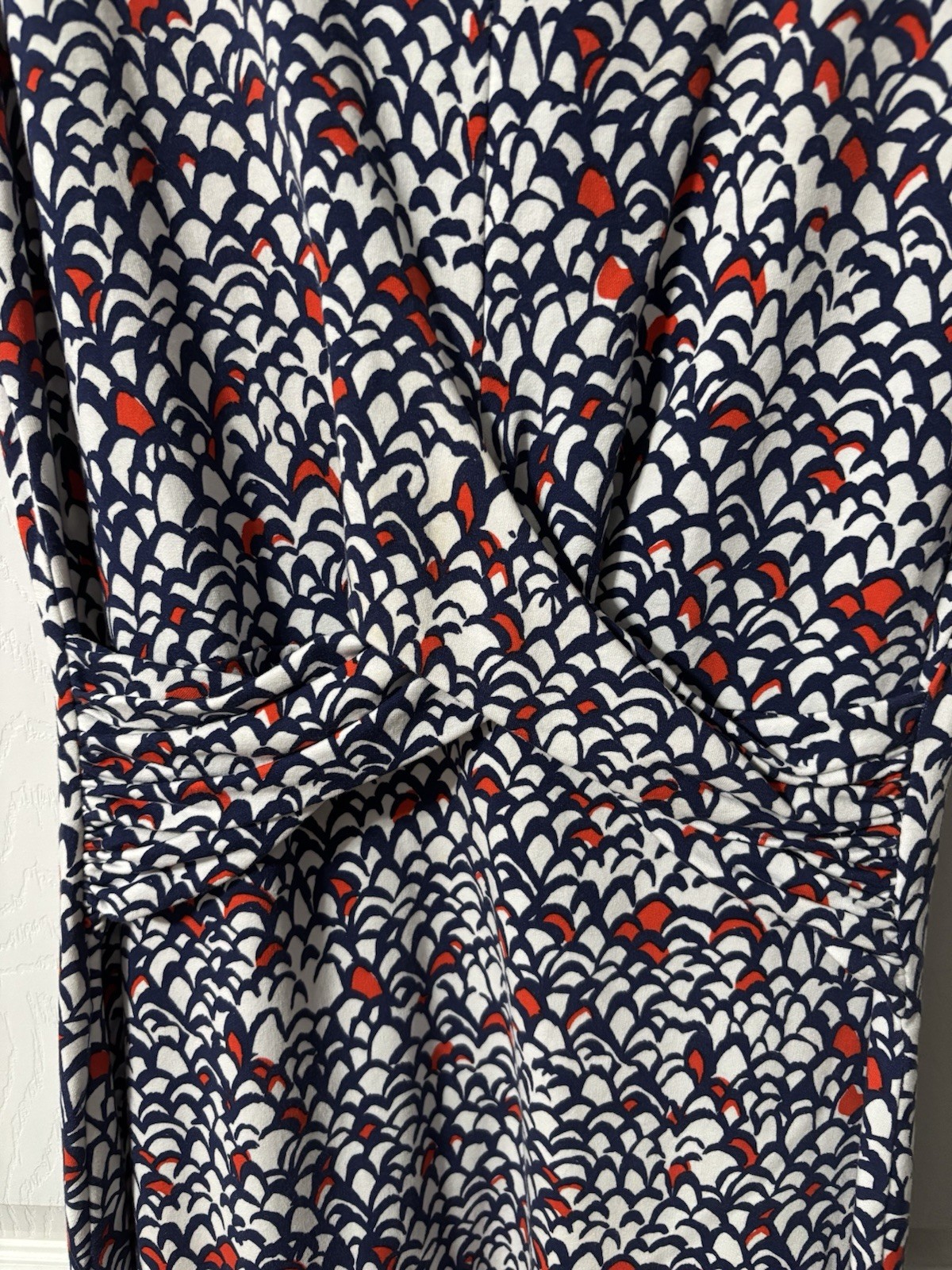 Hatley Martine Dress Sz L Feather Tips A-Line Dress Twist Front Stretch $95