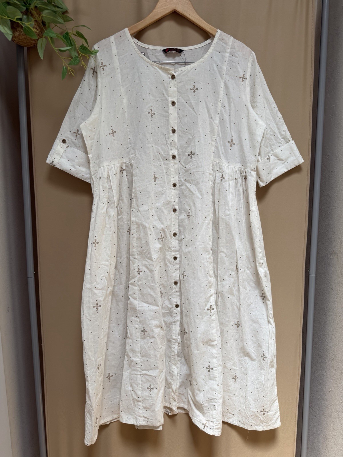 New MA’VIE elegant comfort Geo print loose fit Boho dress Womens sz XL cotton