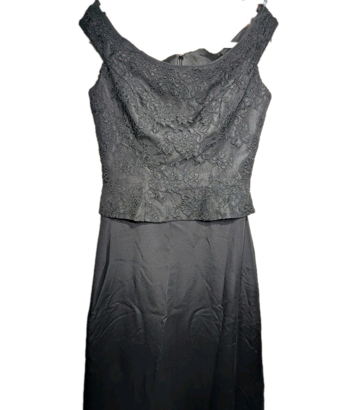 Belsoie Silk Evening Gown Black Lace Off Shoulder A-Line Formal Dress Womens 14