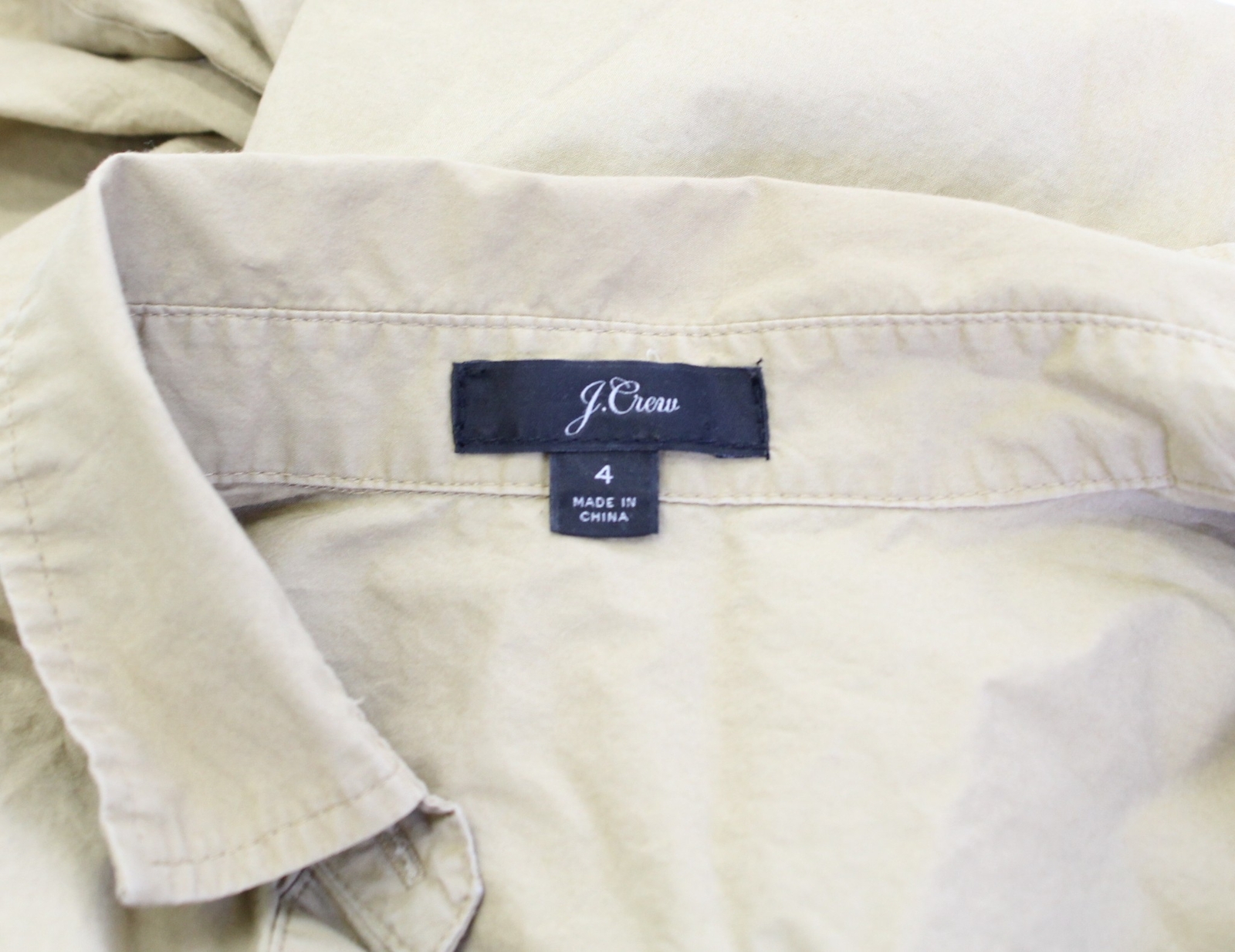 J Crew Poplin Button Front Tie Waist Shirt Dress in Honey Brown Size 4 Tan Khaki