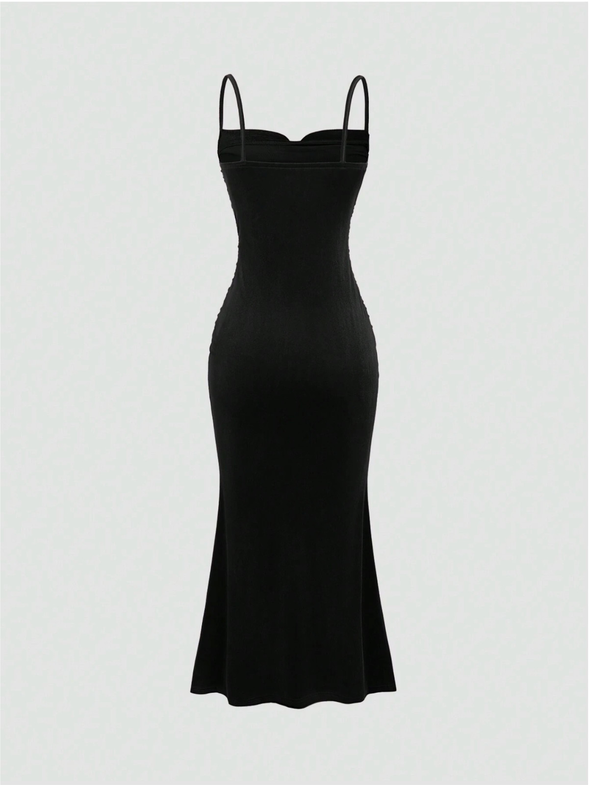Black MOD Solid Ruched Mermaid Hem Cami Dress Sz XS S M L