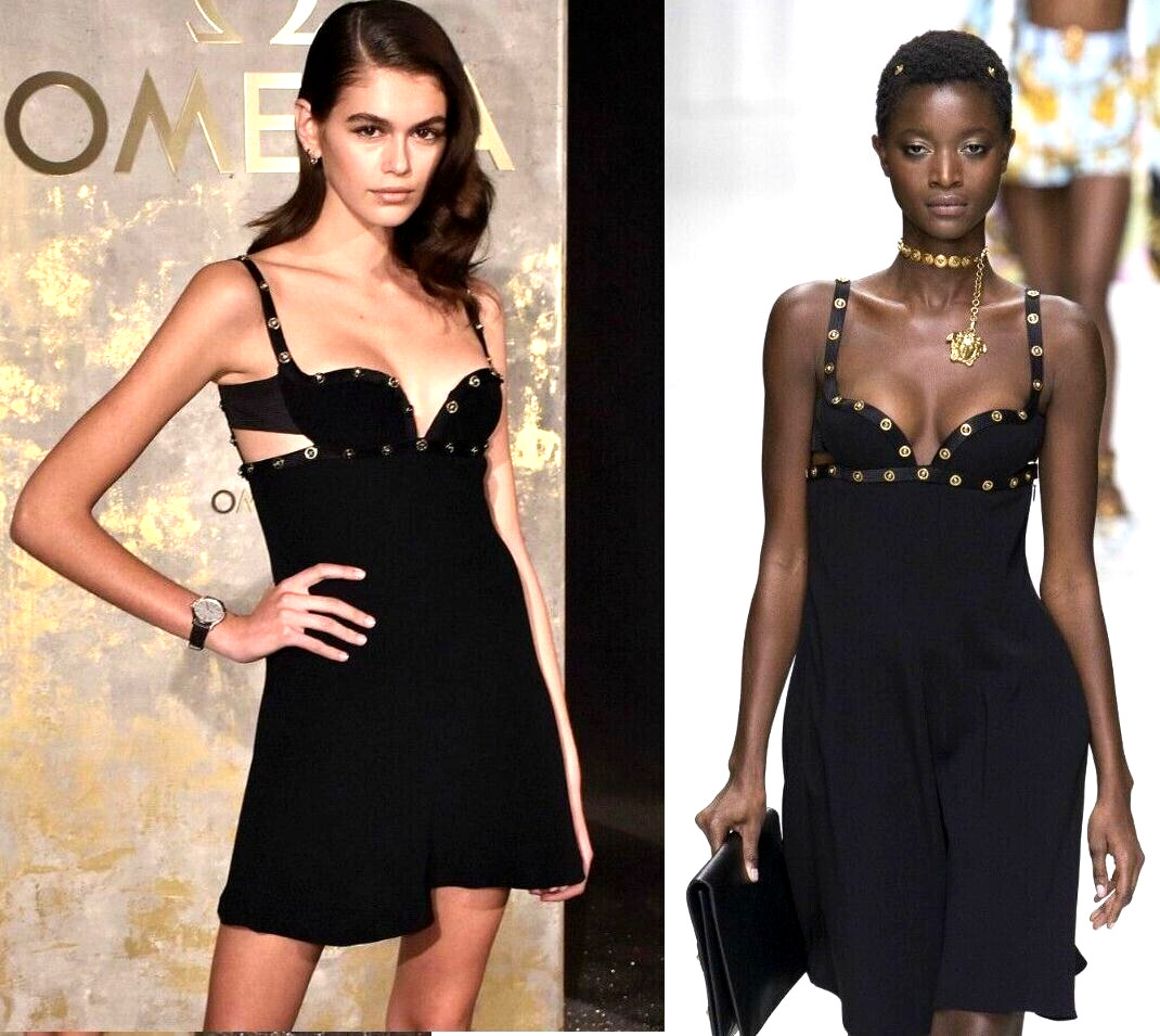 VERSACE Tribute 2018 Runway Medusa Logo Black Cutout Cocktail Dress US 0 2 IT 38