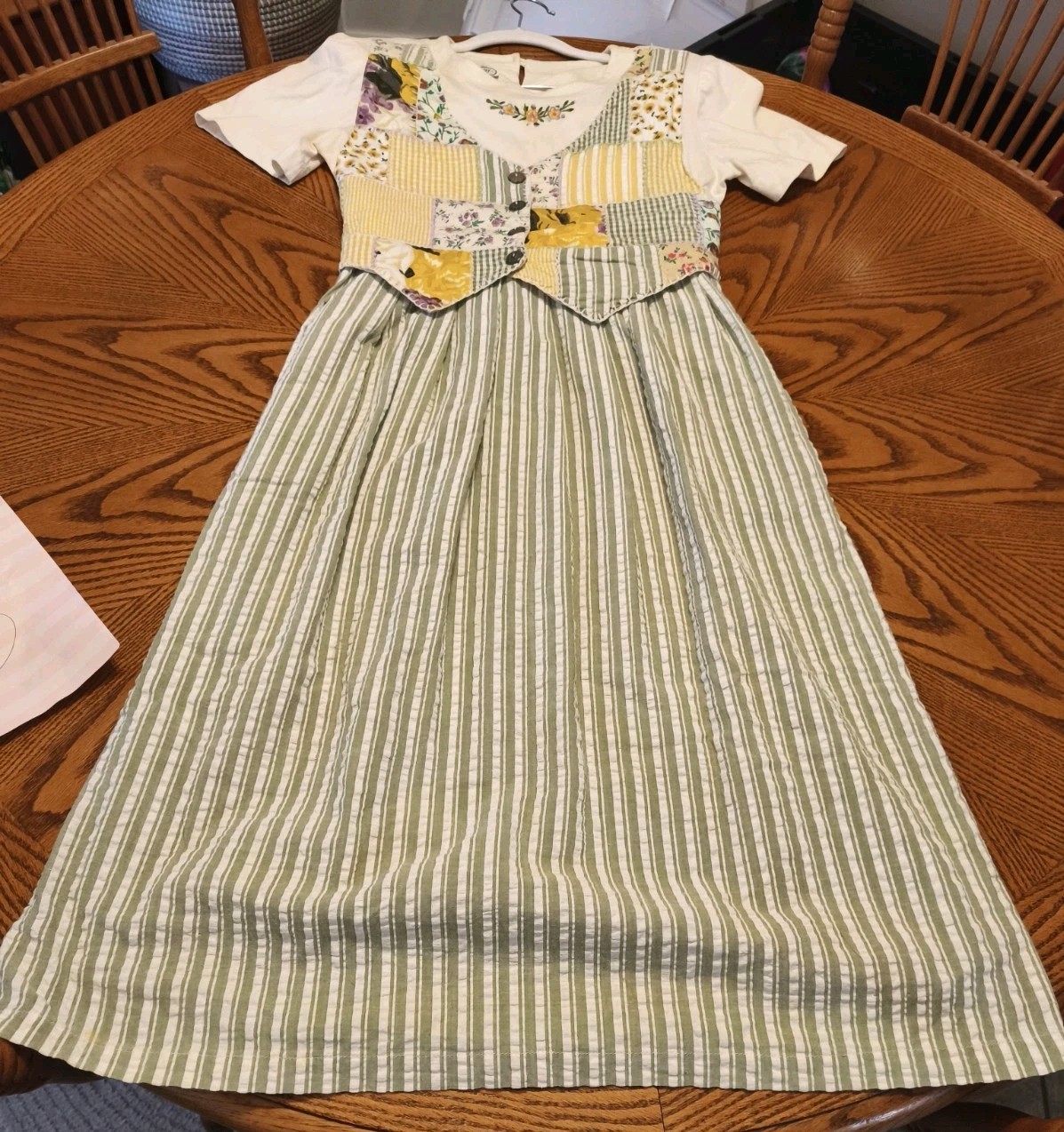 Vintage Prairie Maxi Dress Patchwork Vest 2Pc Set Cottagecore Boho