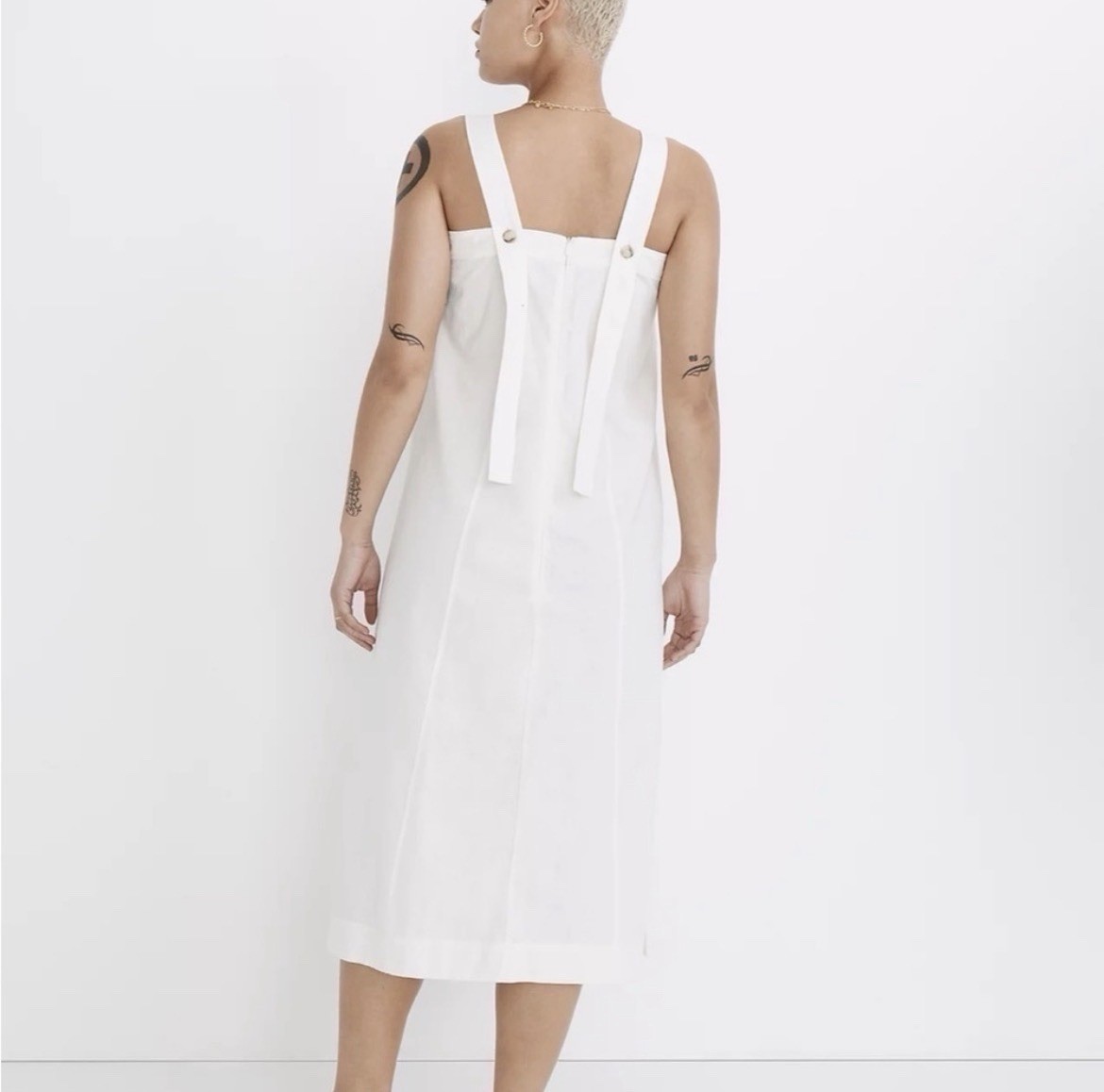 Madewell Linen-Cotton Princess-Seamed Midi Dress Women’s Sz S White