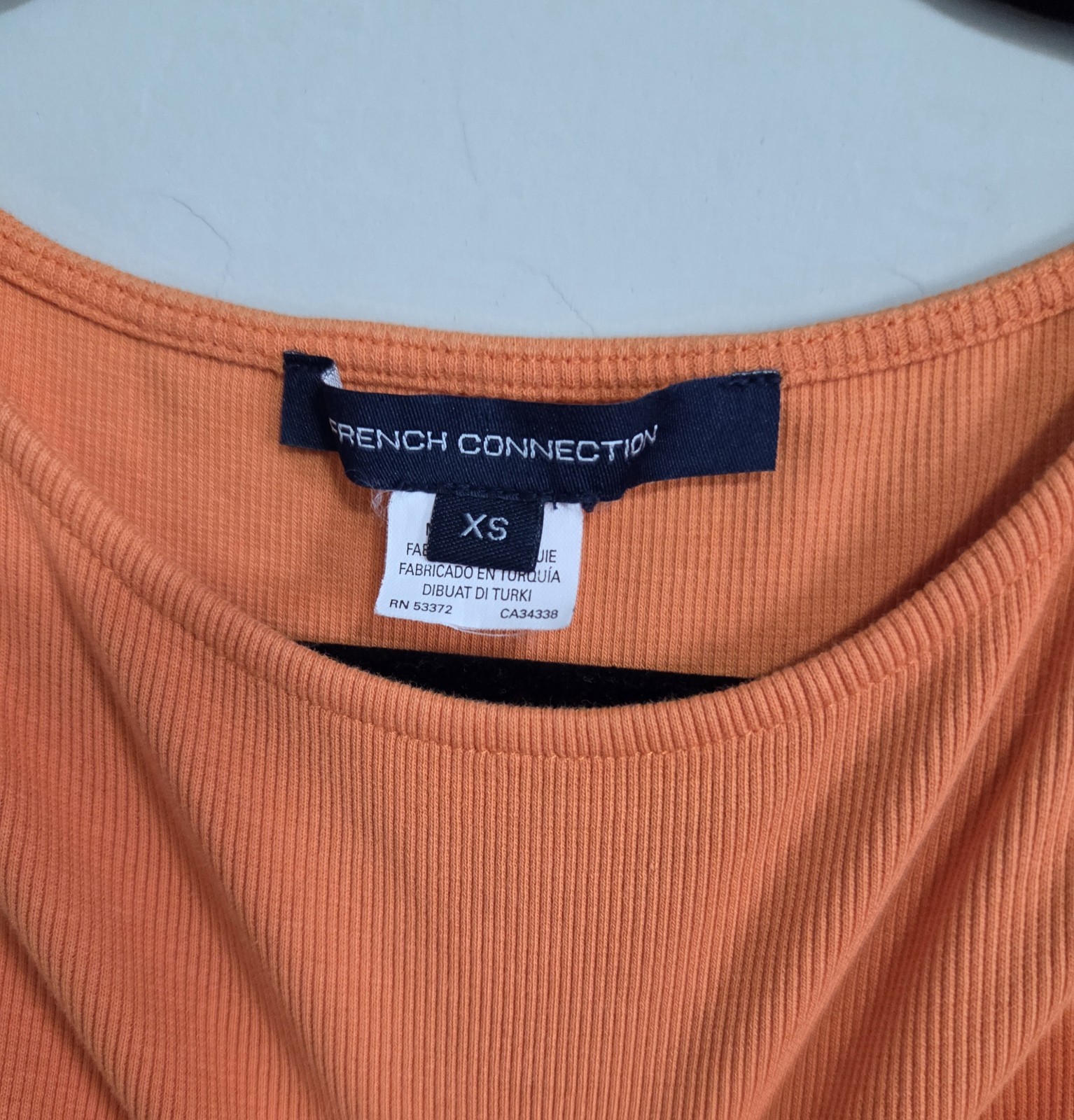 French Connection Orange Ribbed Knit Scoop Neck Sleeveless Midi Dress XS