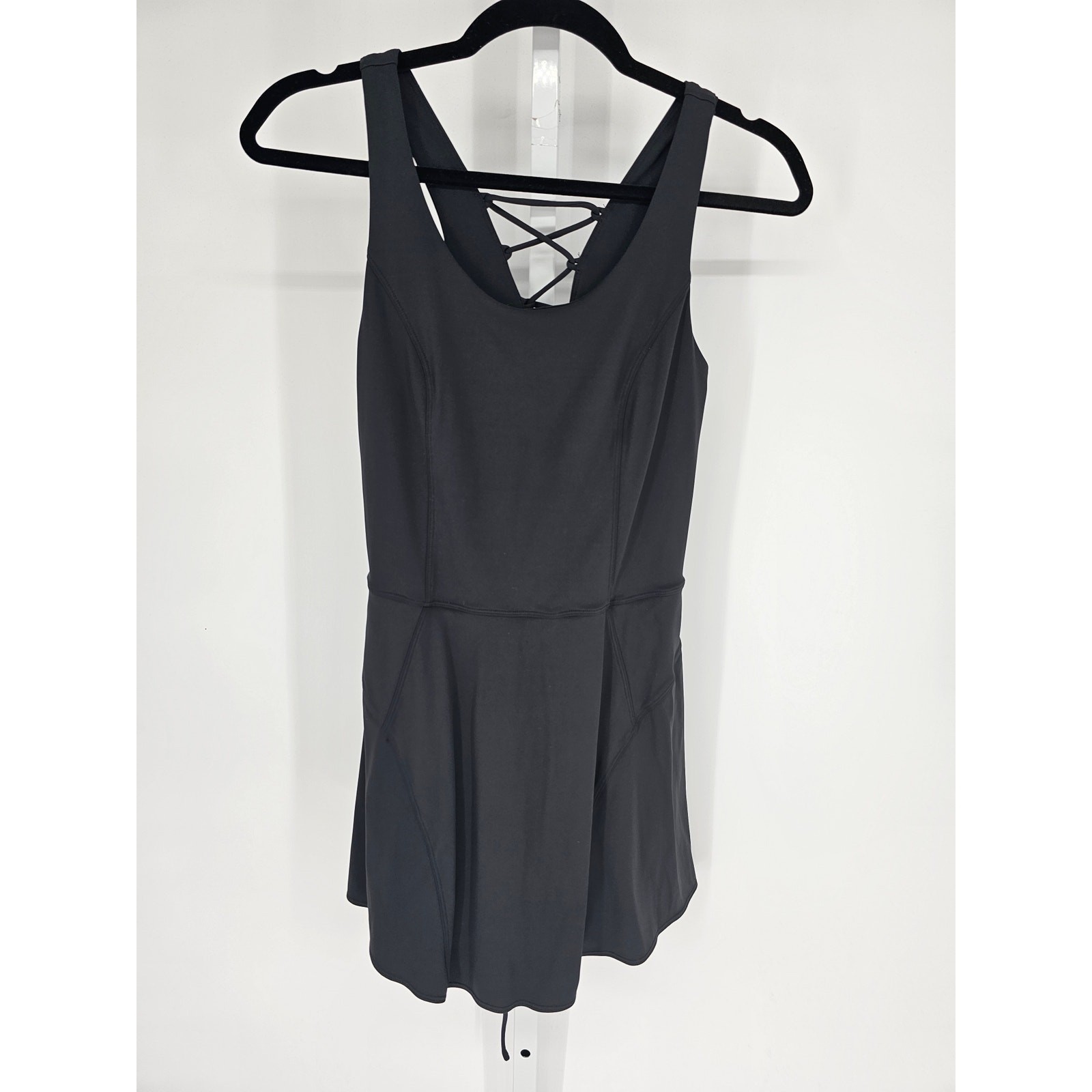 Joy Lab Womens Sz S Fitted Tennis Dress Romper Black Strappy Athletic