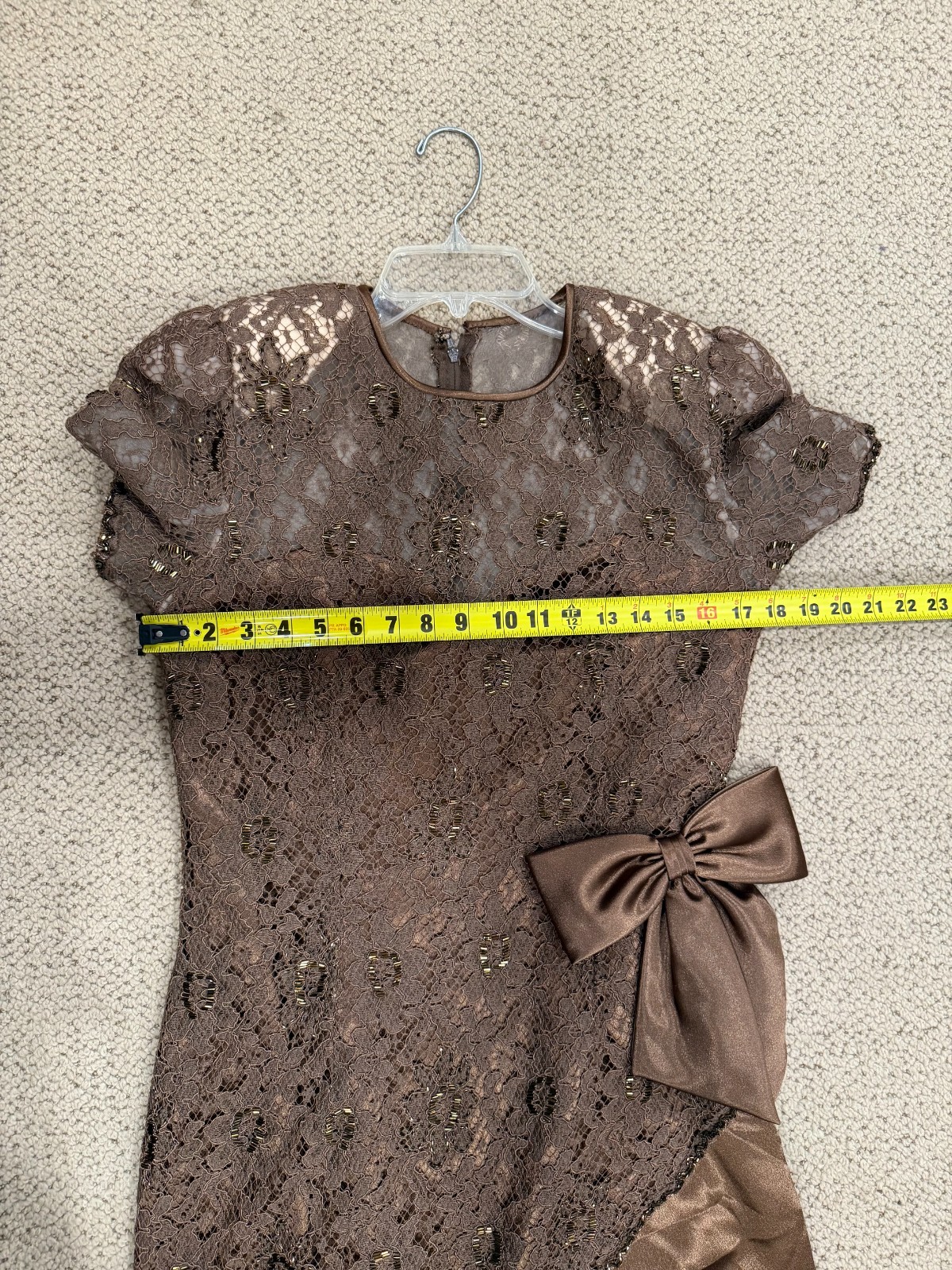 Vintage FINE FEATHERS 90’s Chocolate Dress Lace and Beaded