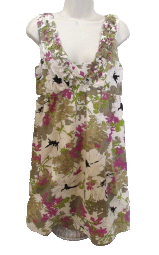 LOFT size 4 Floral Beige Pink and Green Boho Sundress