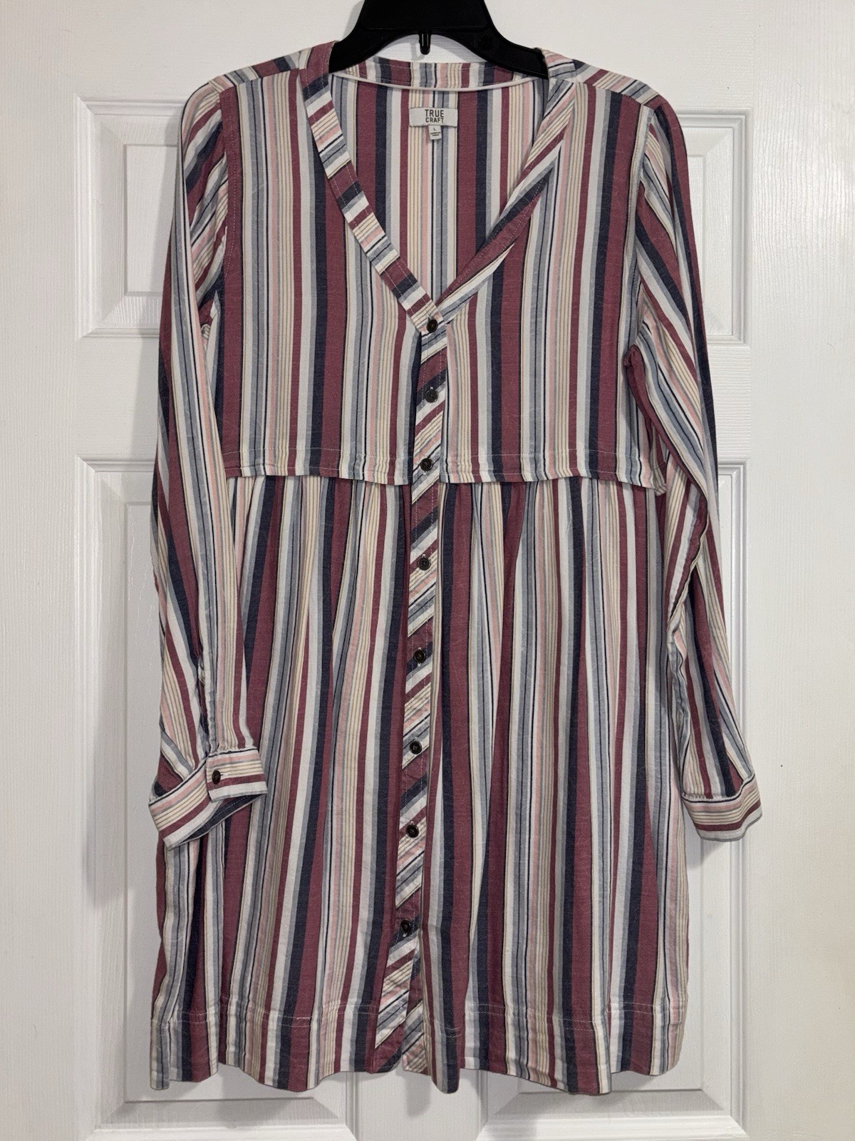 True Craft Dress Size Large Women Multicolor Striped Long Sleeve Excellent