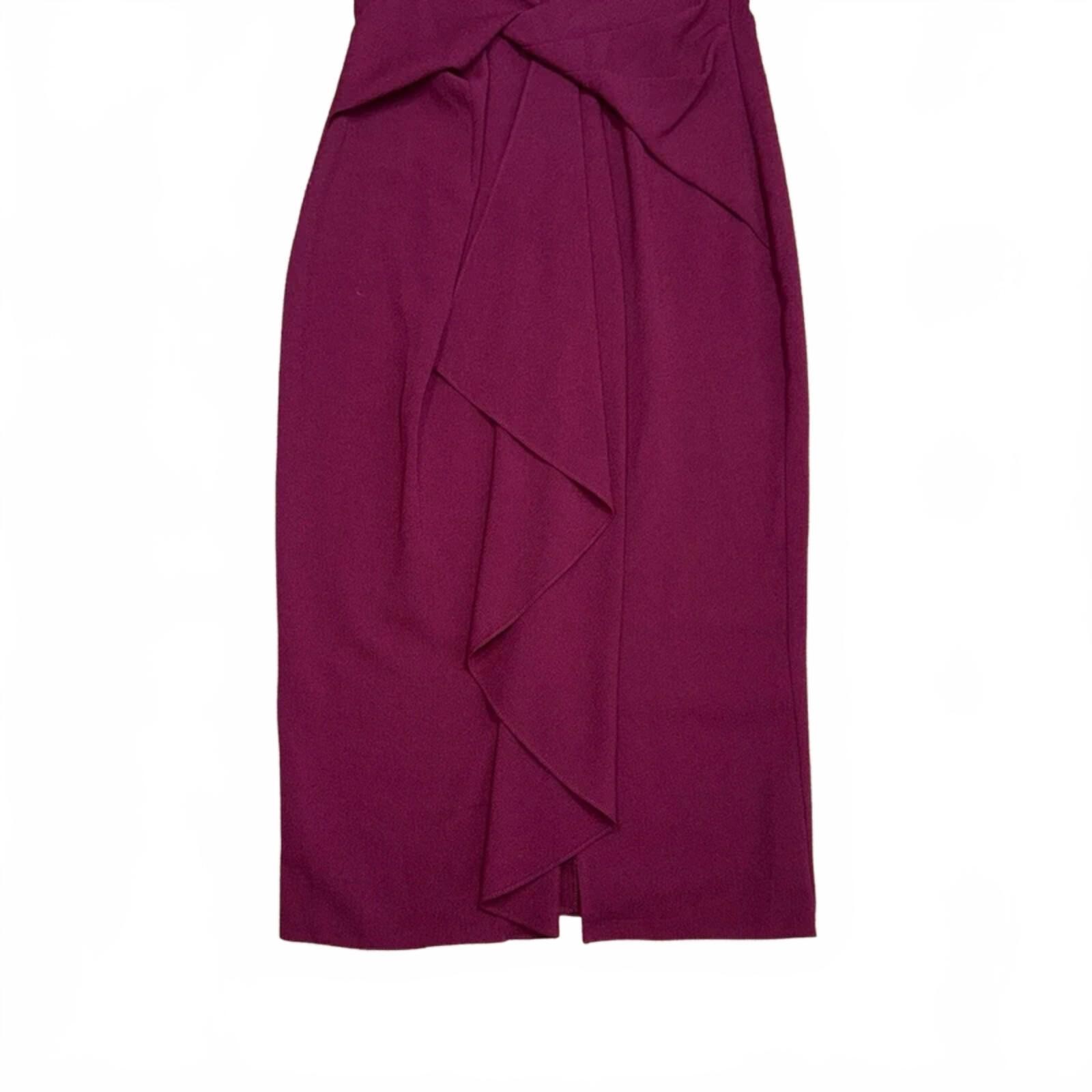 Dorothy Perkins Luxe Burgundy Midi Occasion Dress Size 8 Ruffle Pencil Bodycon