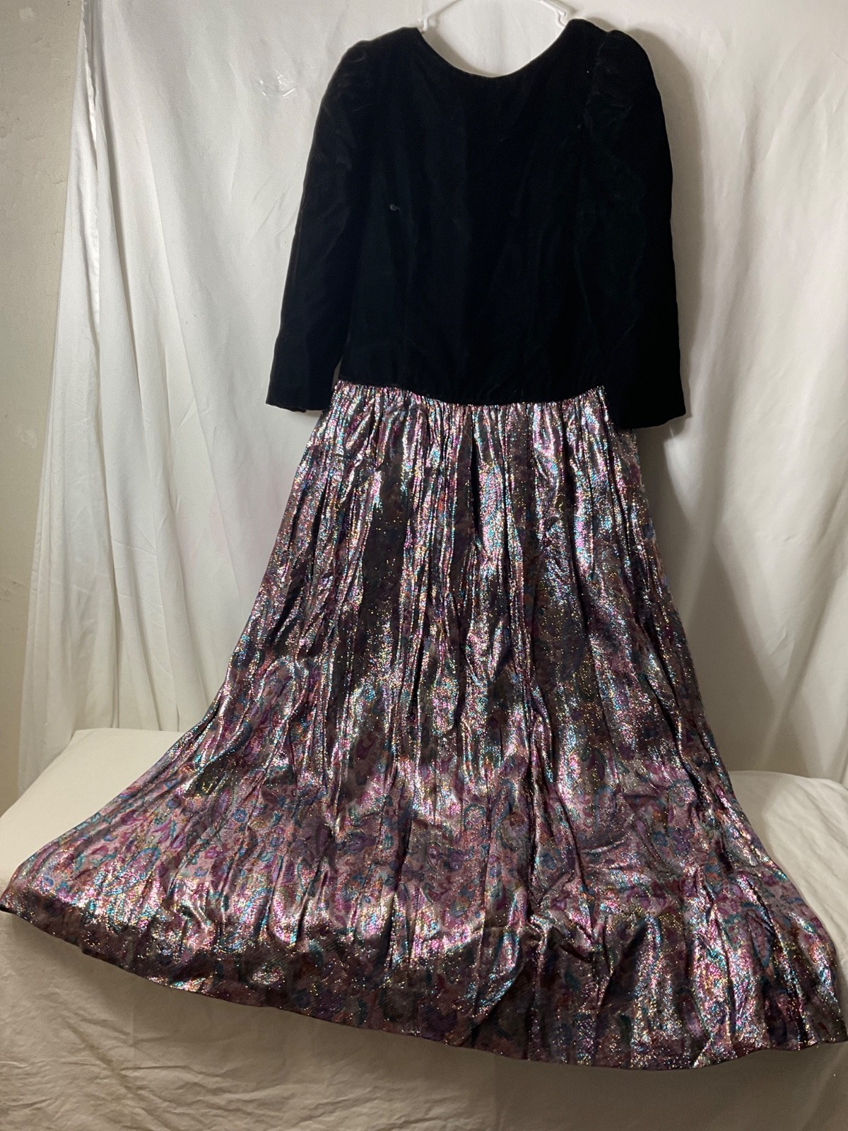 VTG Custom Made Velvet Tinsel Metallic Long Dress Lined