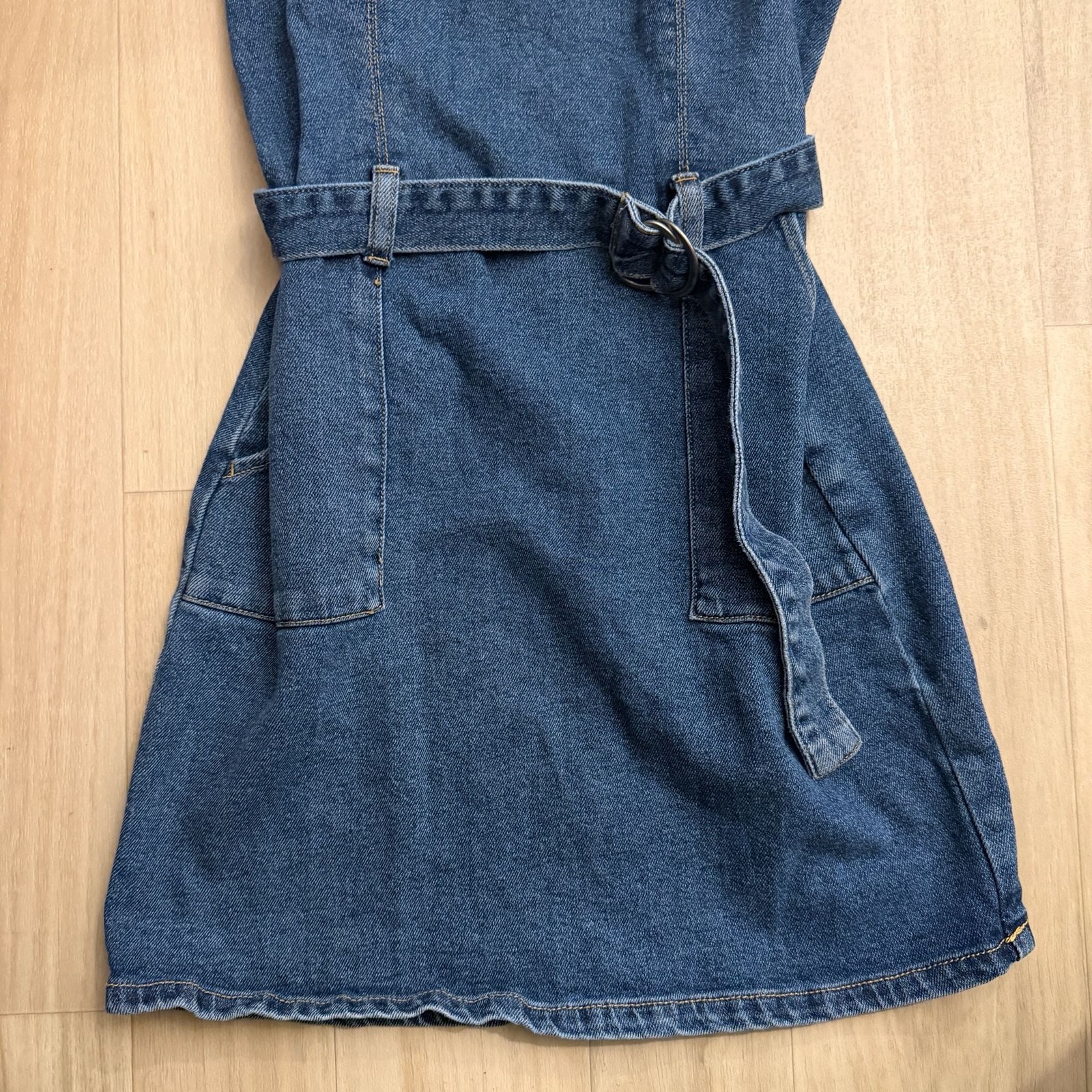 Hollister Belted Denim Mini Pinafore Dress