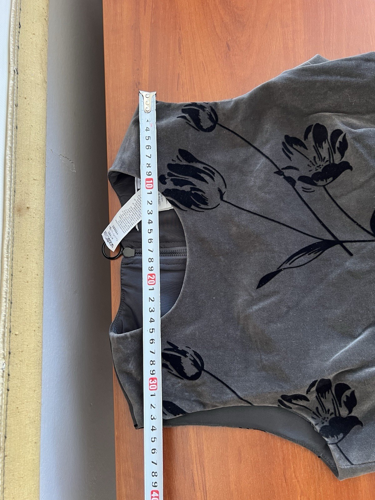 RARE SPORT MAX MARA CODE VELOUR FLOWERS ART SOLID WOMANS GRAY DRESS SIZE 8US