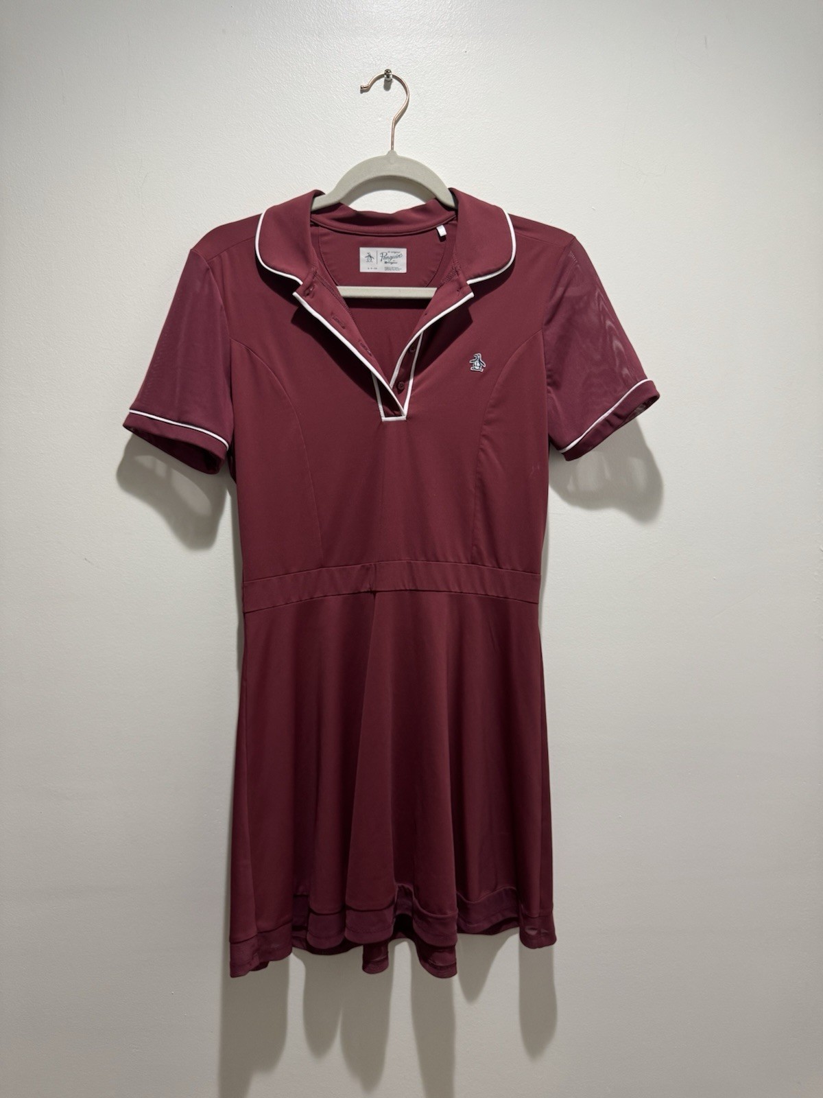 Original Penguin Burgundy Collared Golf Dress Performance Polo Tennis Dress S