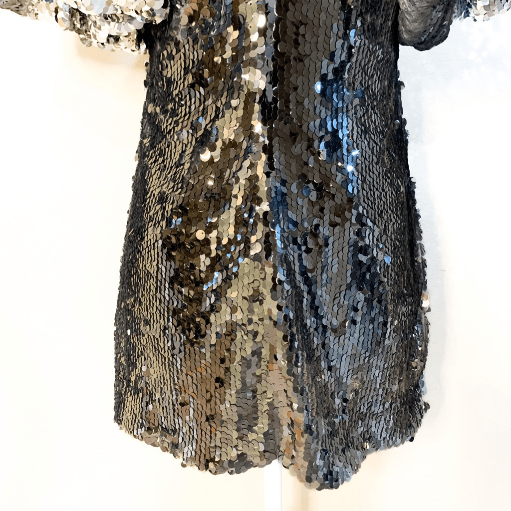 Rhode Silver Sequin Dali Mini Dress Above The Knee Size 0 New With Tags Small