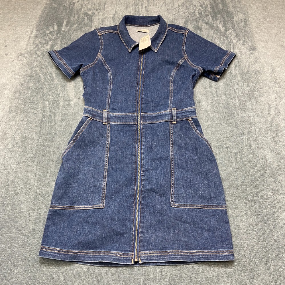 Hollister Utility Mini Dress Womens M Denim Cotton Non Stretch Full Zip Regular