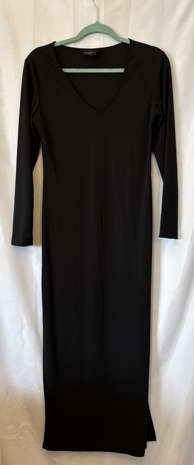 Women’s Finity Black Jersey Sheath Sleek Maxi Dress Size S Minimalist Whimsagoth
