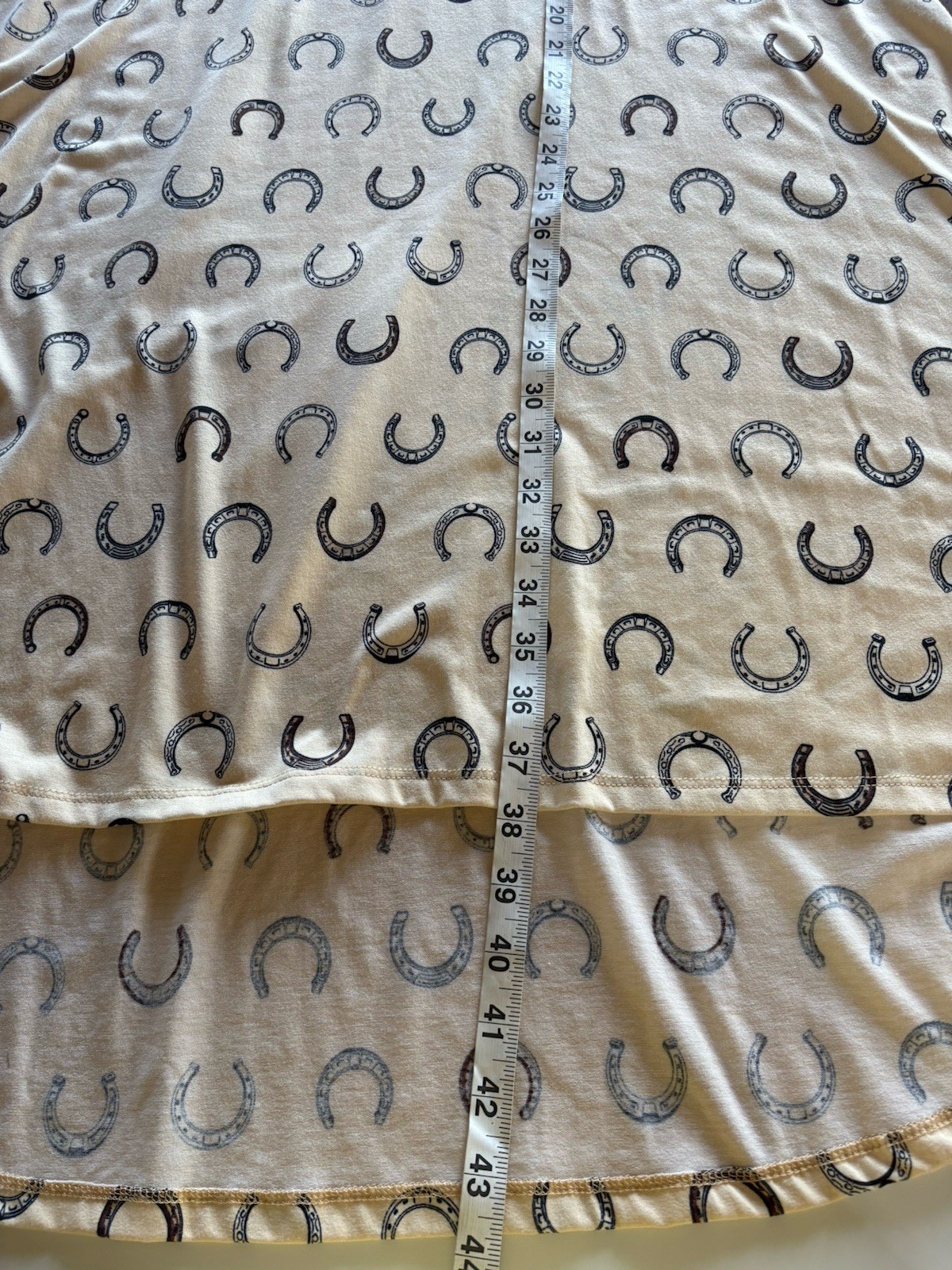 Lularoe Simply Comfortable High Low Women Dress Size M Horse Shoes Western Beige