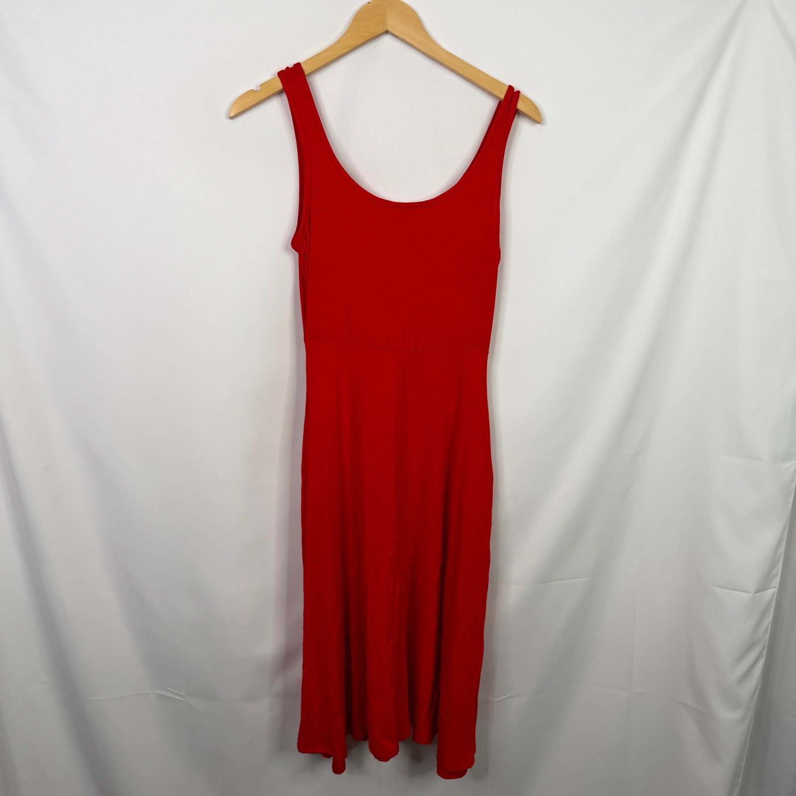 Olivia Rae Red Scoop Neck Midi Dress Sleeveless Fit Flare Pockets Size S NWT