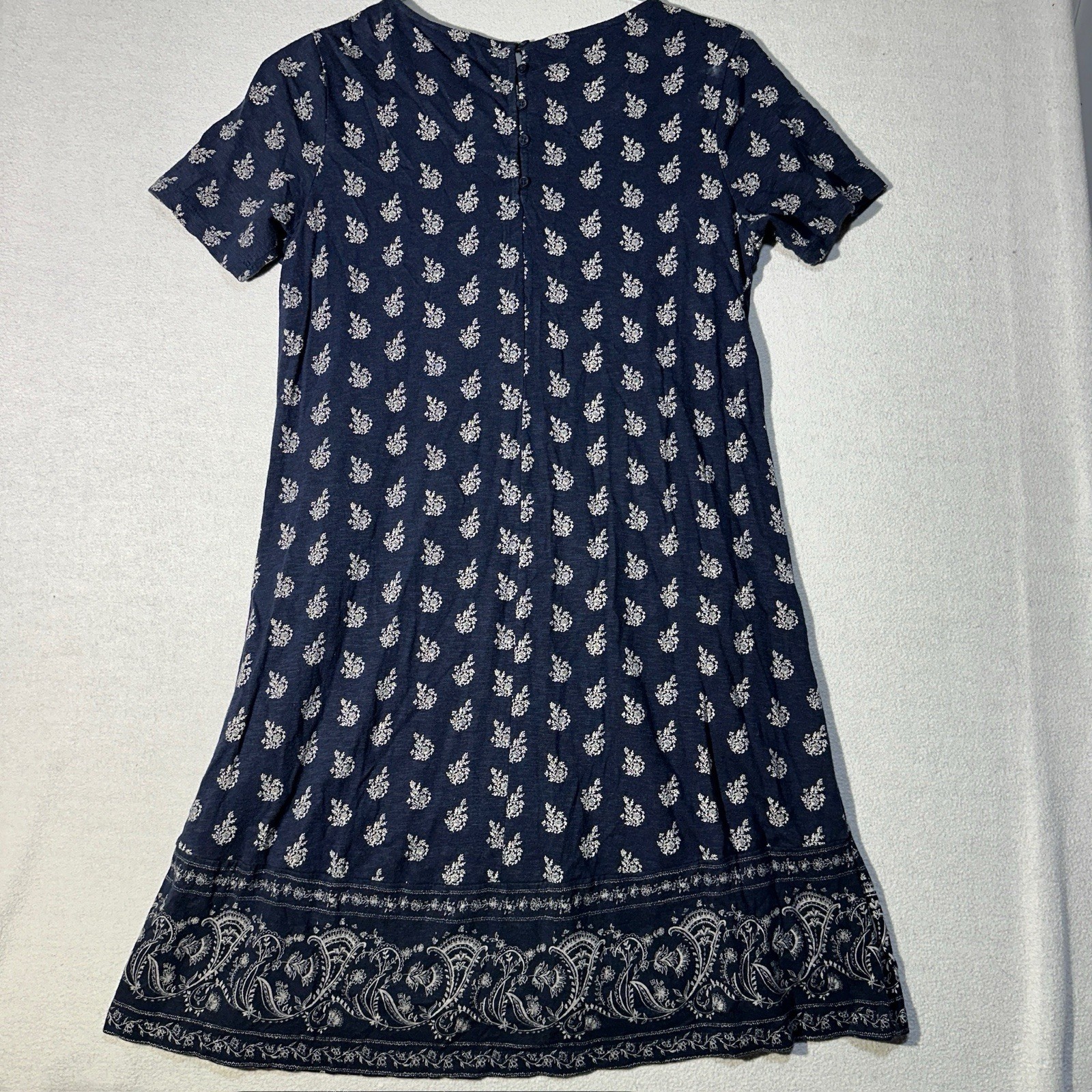 Fat Face Navy & White Floral Sack Dress Modal/Cotton Paisley w Pockets Size 6