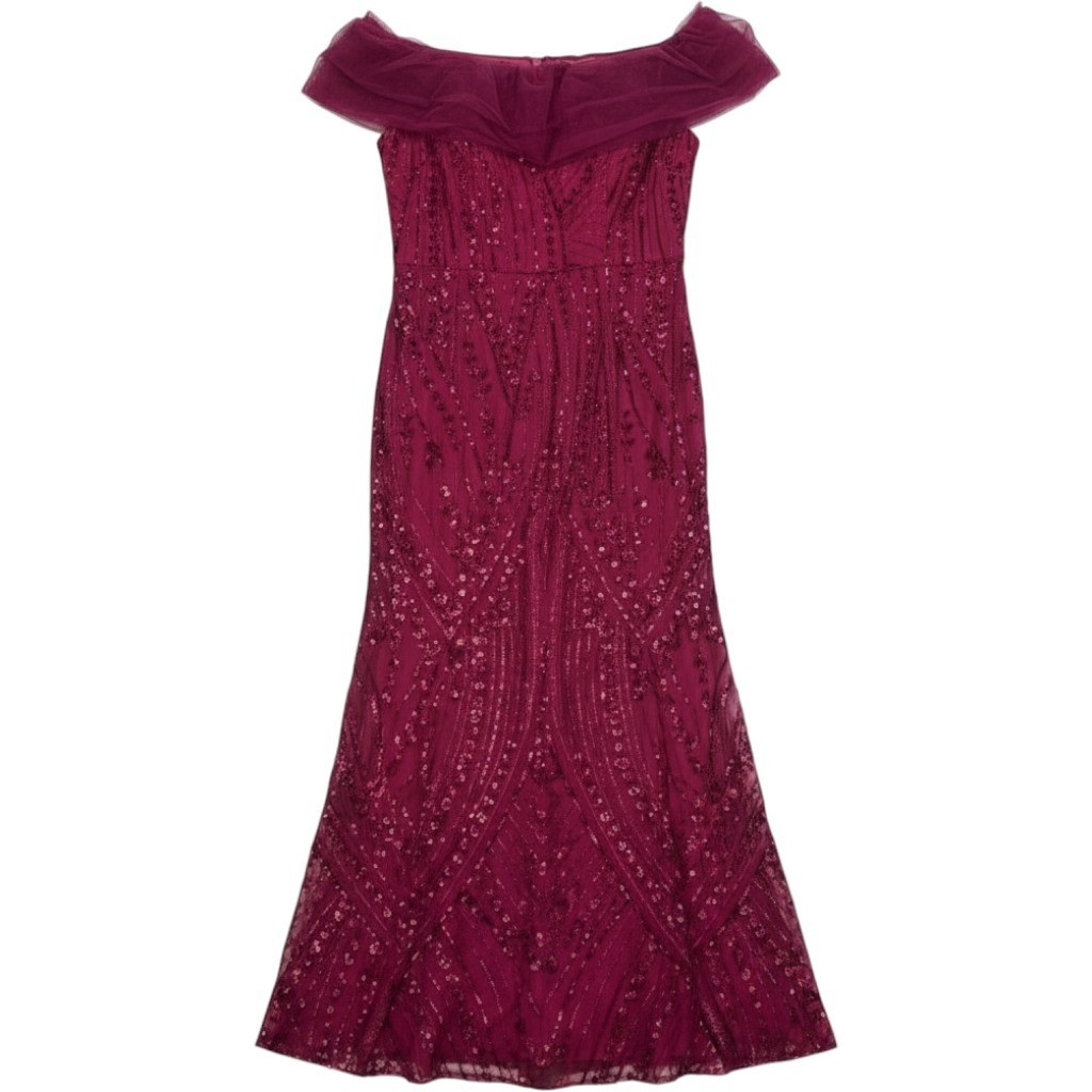 NWT JS Collections Savannah Raspberry Sequin Beaded Gown Size 12