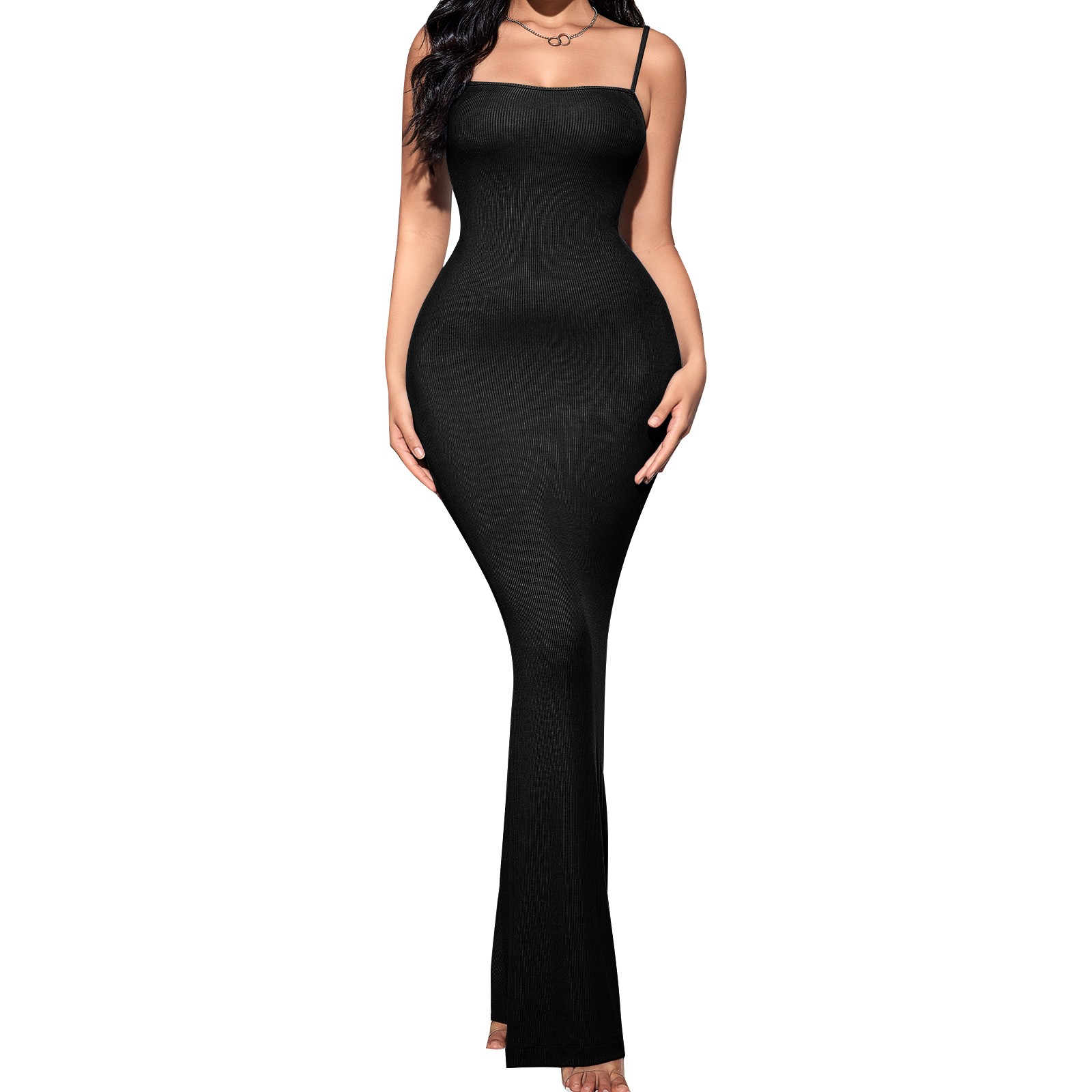Womens Sexy Summer Casual Slip Dresses Spaghetti Strap Basic Bodycon Maxi Dress