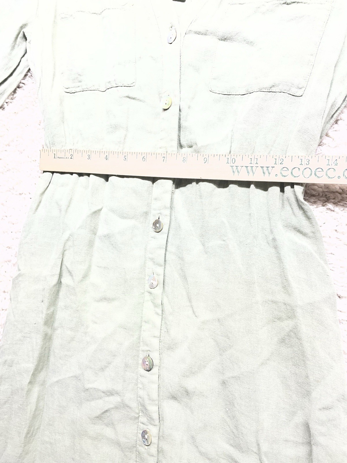 Zara Linen Button Front Khaki Green Shirt Dress Women’s Small *NEW*