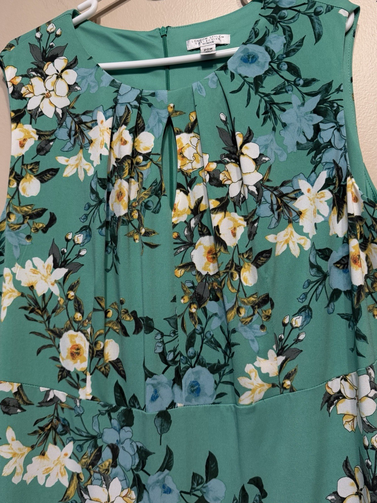 London Style Collection Size 18 Plus Midi Dress Women’s Green Blue Floral Print