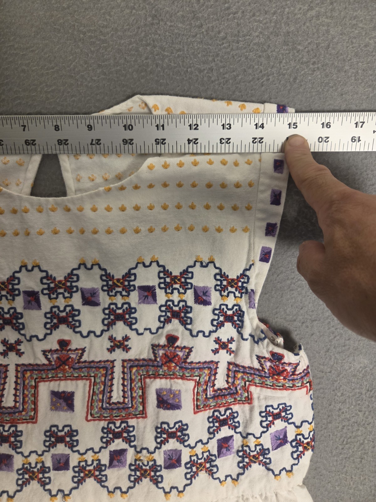 Suno NY White Cotton Geometric Embroidered Boho Sleeveless Midi Dress Size 2