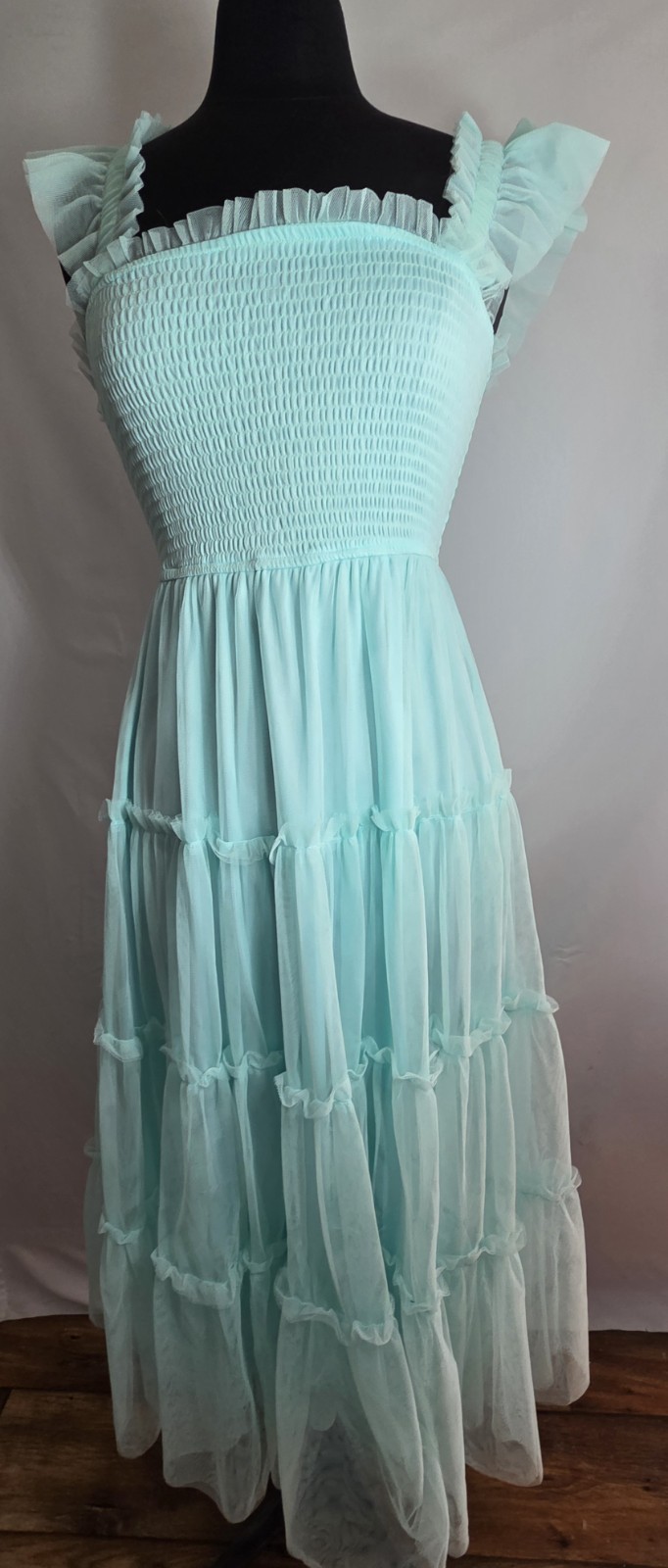 NWT Flying Tomato Tulle Tiered Midi Dress size small Light Blue Party Wedding