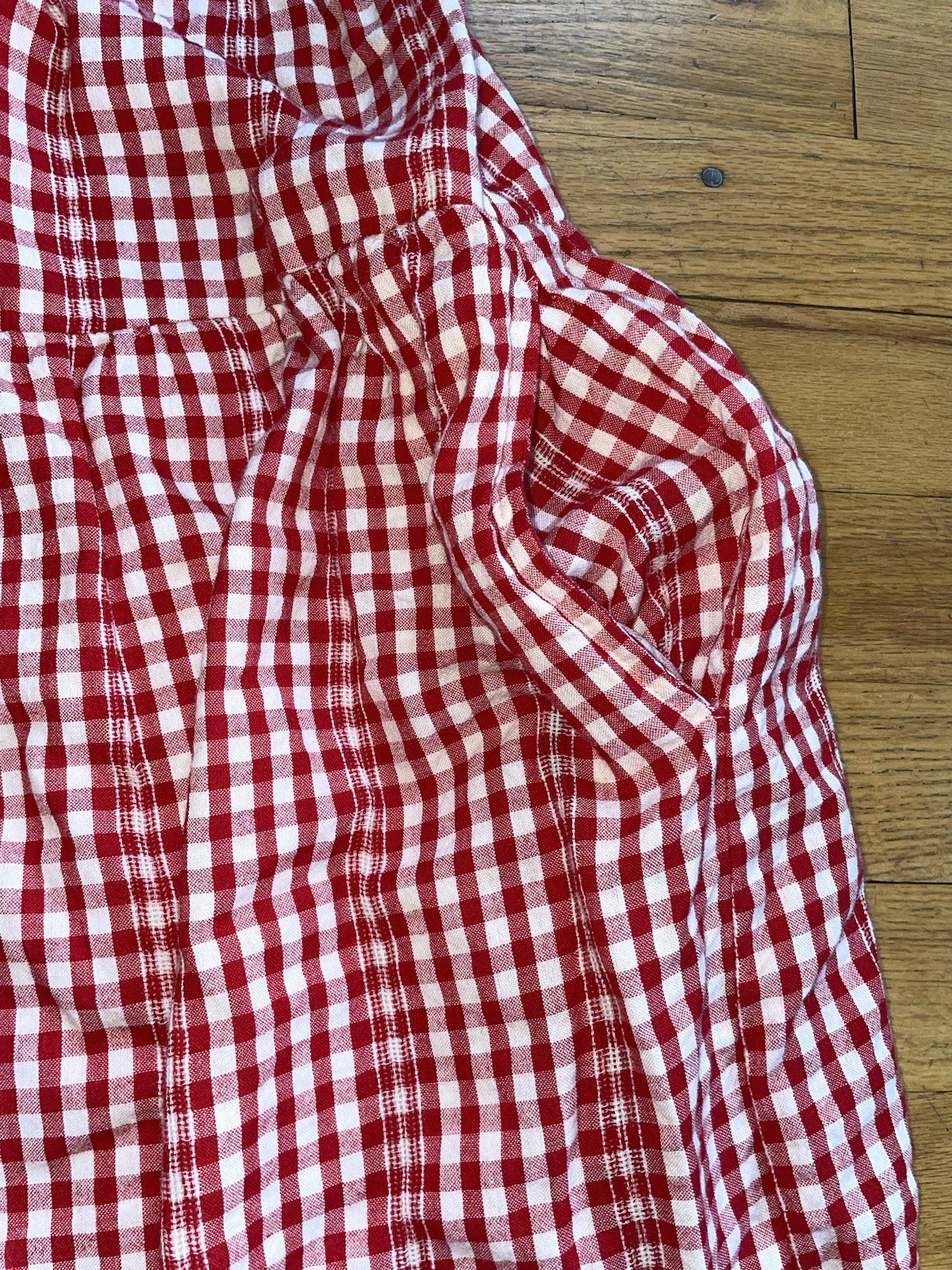 Red Gingham Maxi Sundress with elastic Bodice Prairie CottageCore