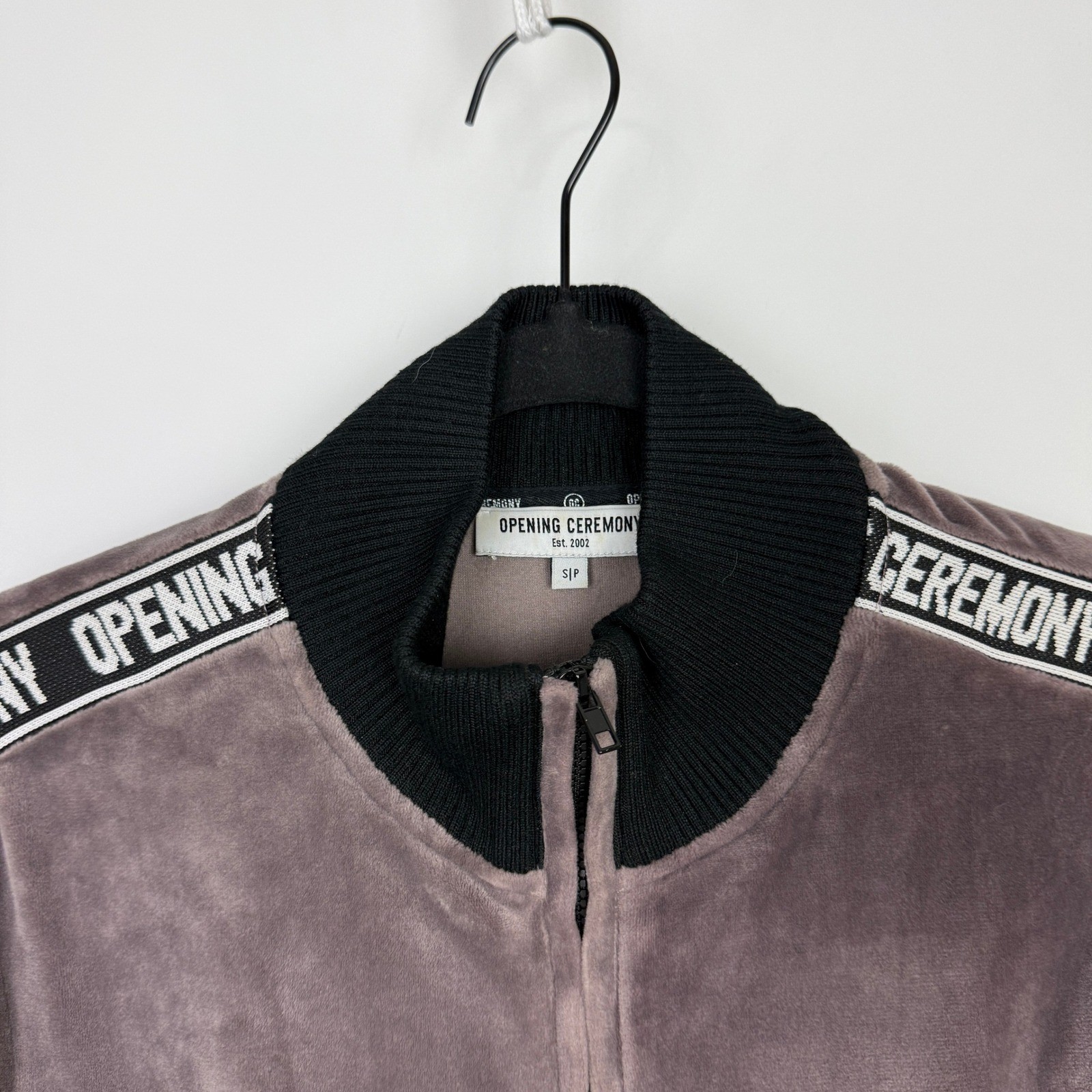 Opening Ceremony Zip-Front Long Sleeve Velour Track Dress Athleisure Grey Small