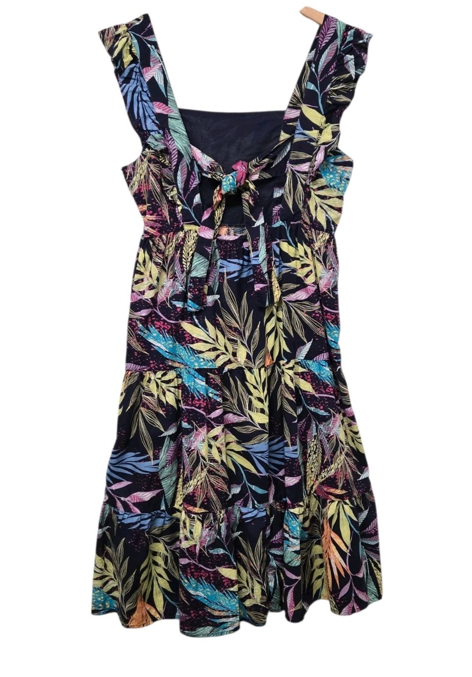 Beach Lunch Lounge Size Large Tropical Print Tiered Sundress Casual Vacation