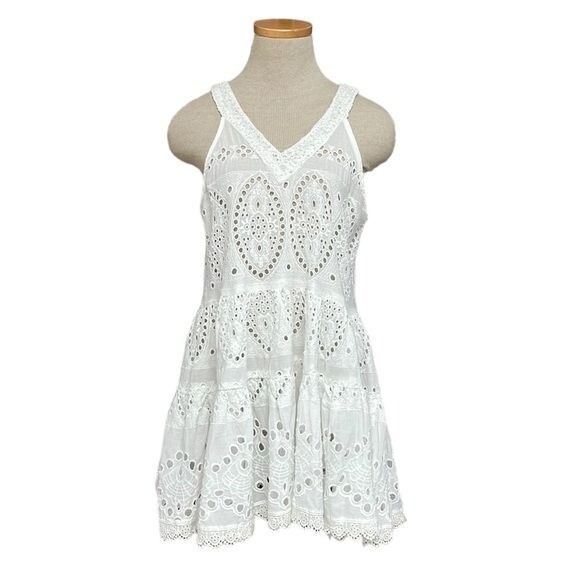 NJ Couture Dress Womens OS One Size White Barok Paris NWT Gypsy V-Neck Lace Bead