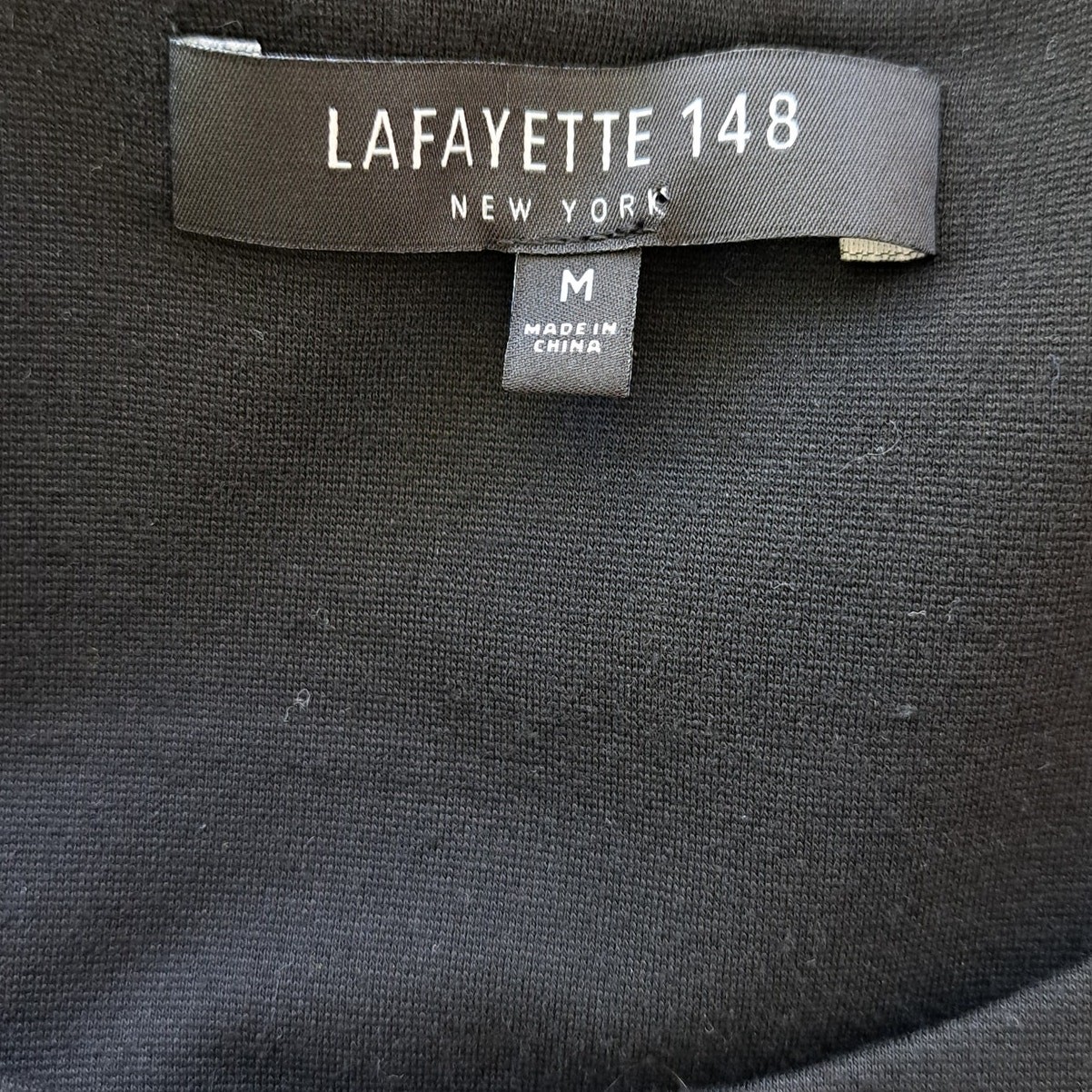 LAFAYETTE 148 Black White Colorblock Jersey Short Sleeve Shift Dress Size Medium