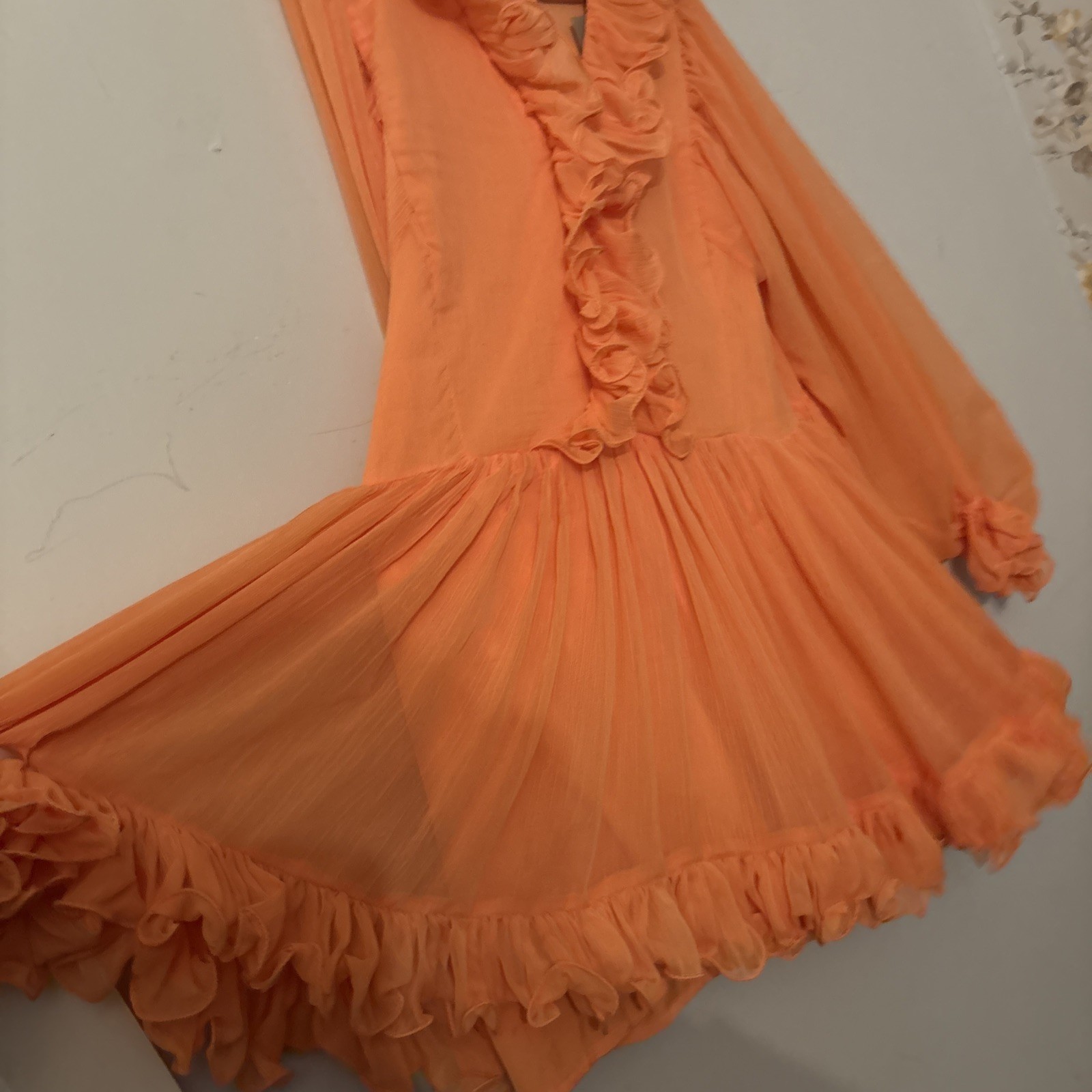 River Island Coral Ruffle Floaty Summer Fairycore Dress. Size 14. New with Tags