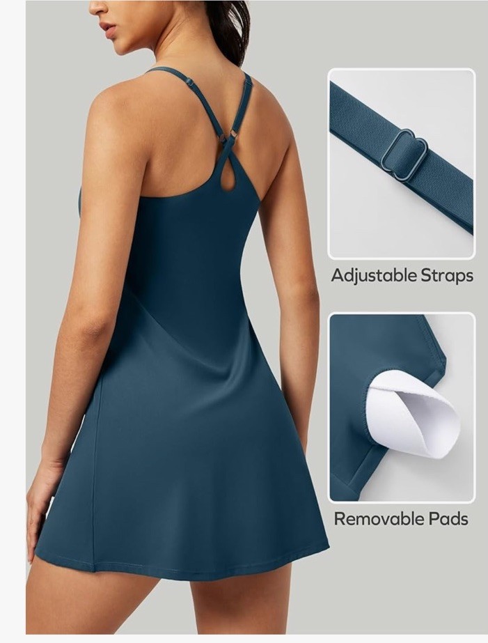 Iuga Easy Peezy XL Athletic Dress Pockets Romper Skort Tennis Strap Sea Blue