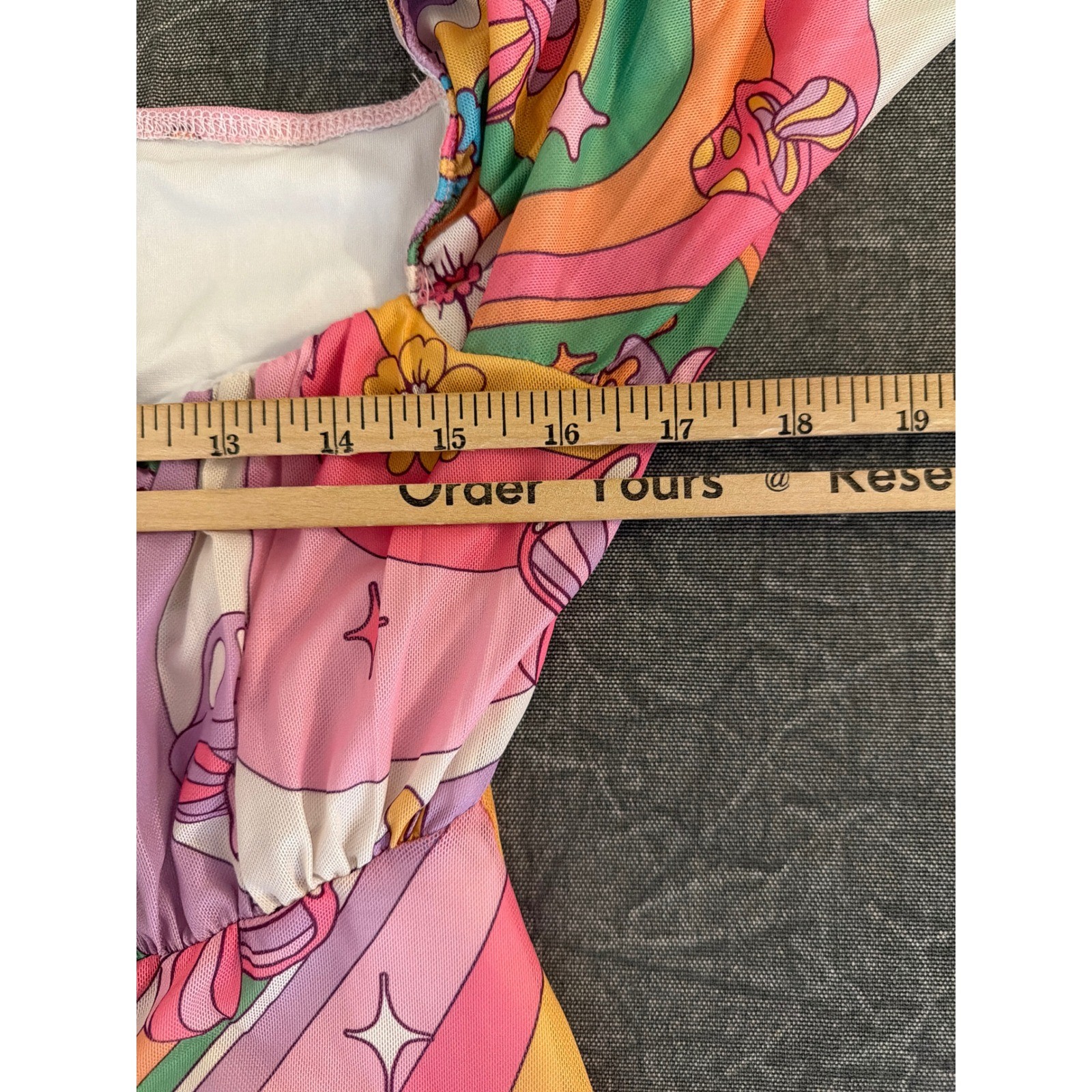 Sugar Thrillz Dolls Kill Psychedelic Mushroom Rainbow Bell Sleeve Mini Dress XL