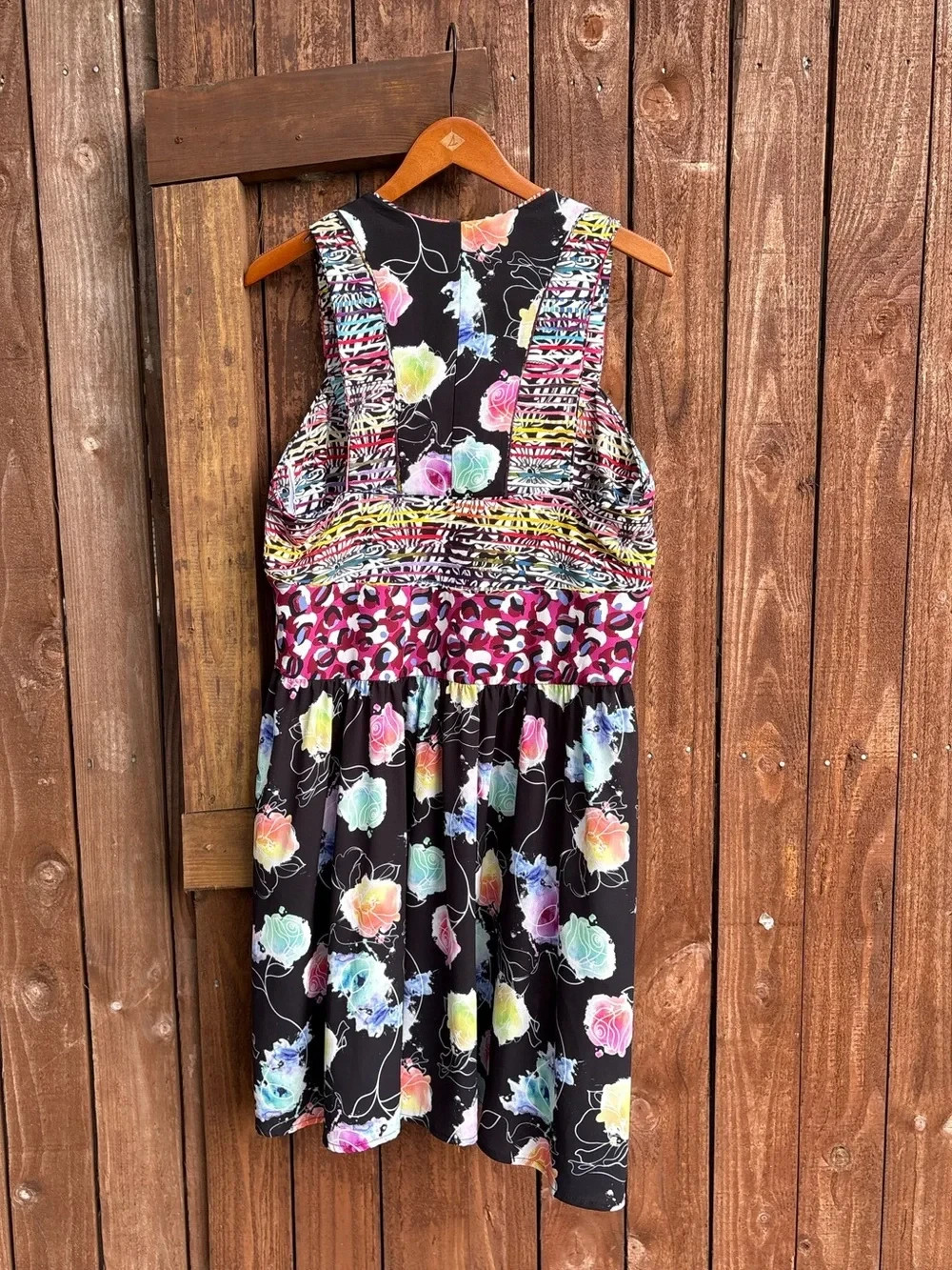 Isle by Melis Kogan Colorful Patchwork Sleeveless Dress sz med